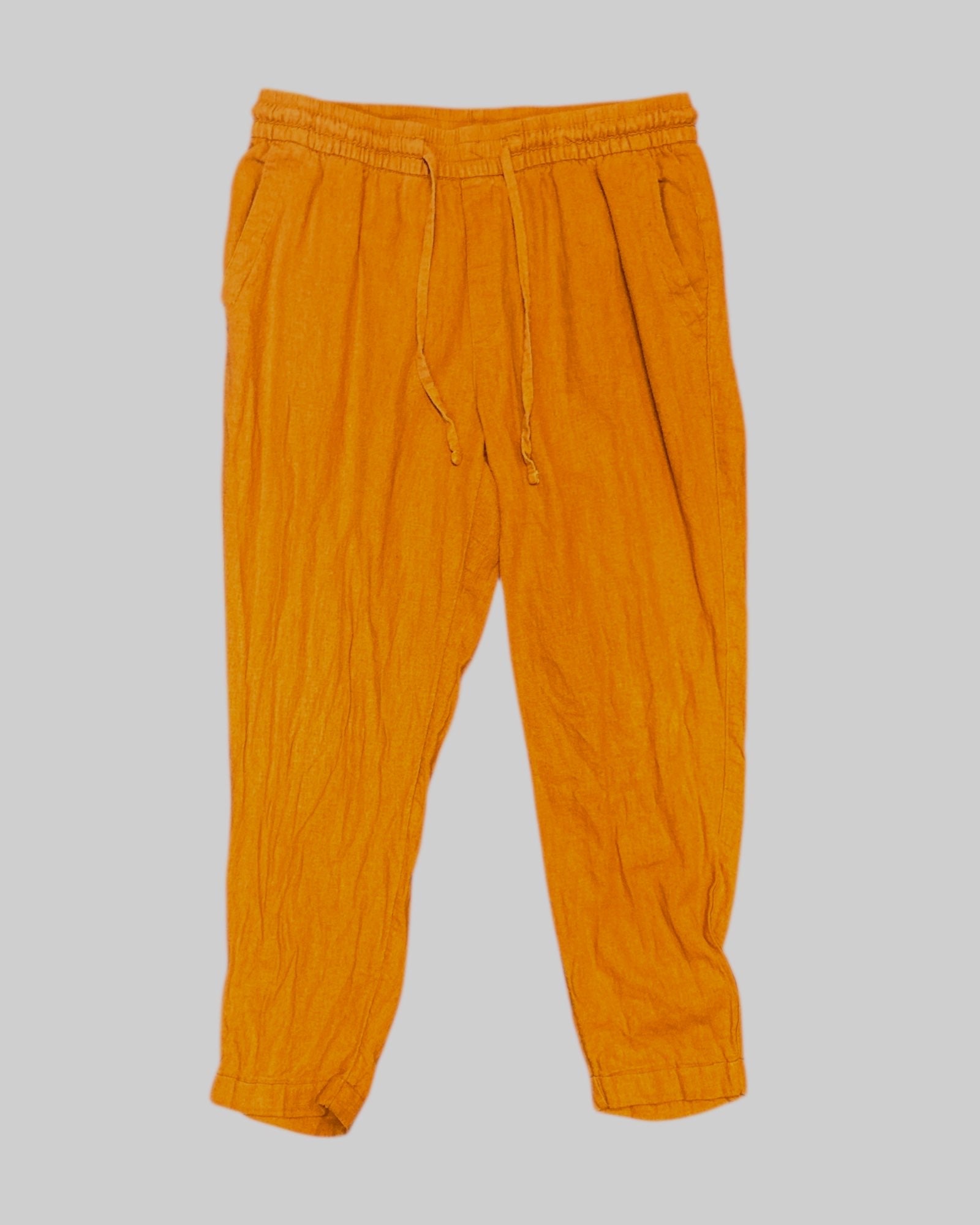 L orange yellow pants with stretch and pockets