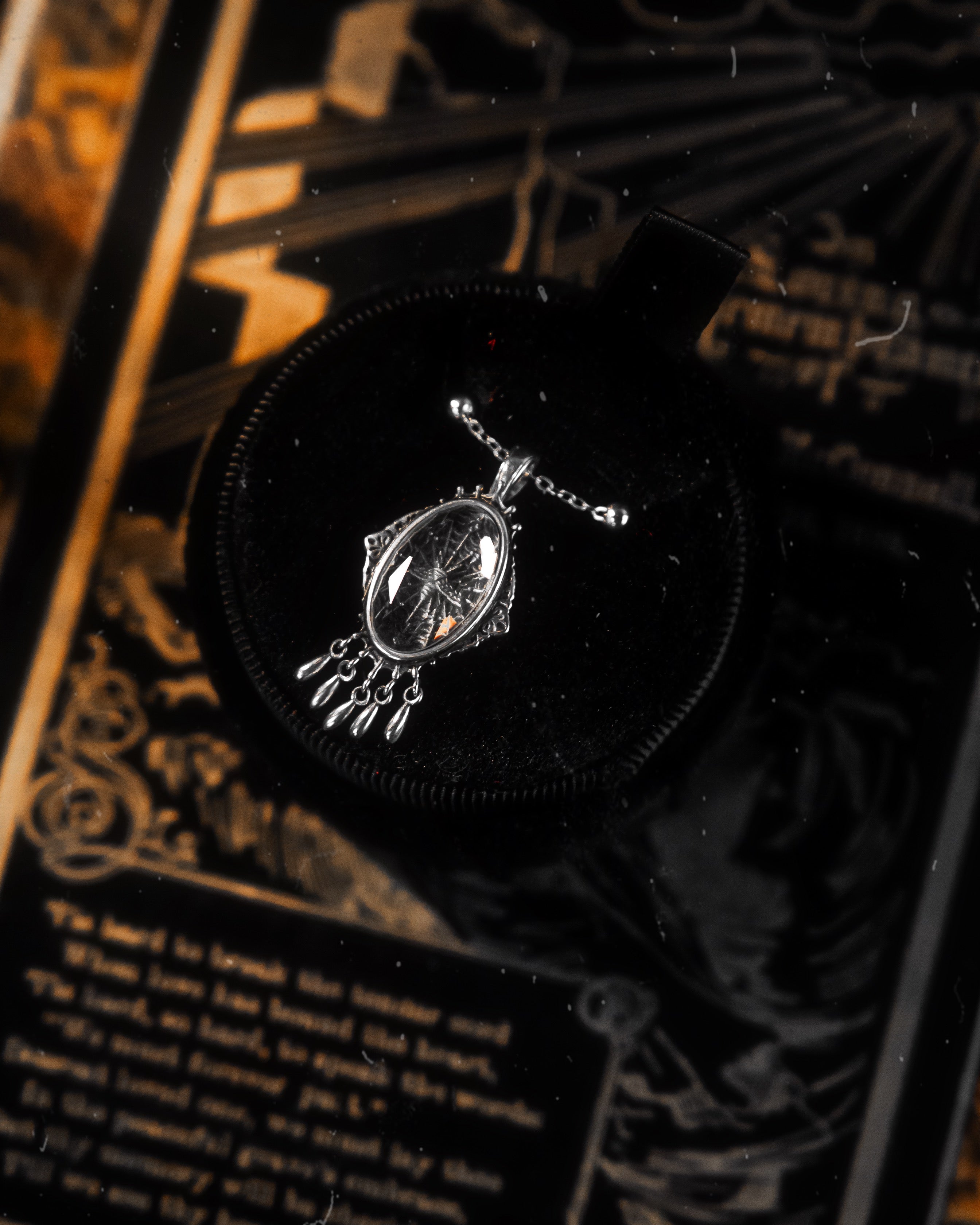 The "Ghost Moth Bride" Glass Casket Necklace