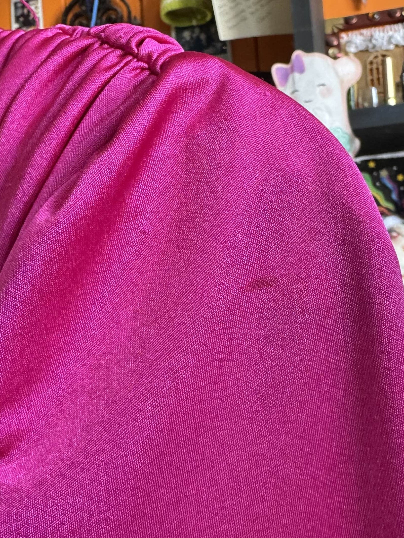 1X David Rose vintage hot pink long sleeve ruched dress with shoulder pads