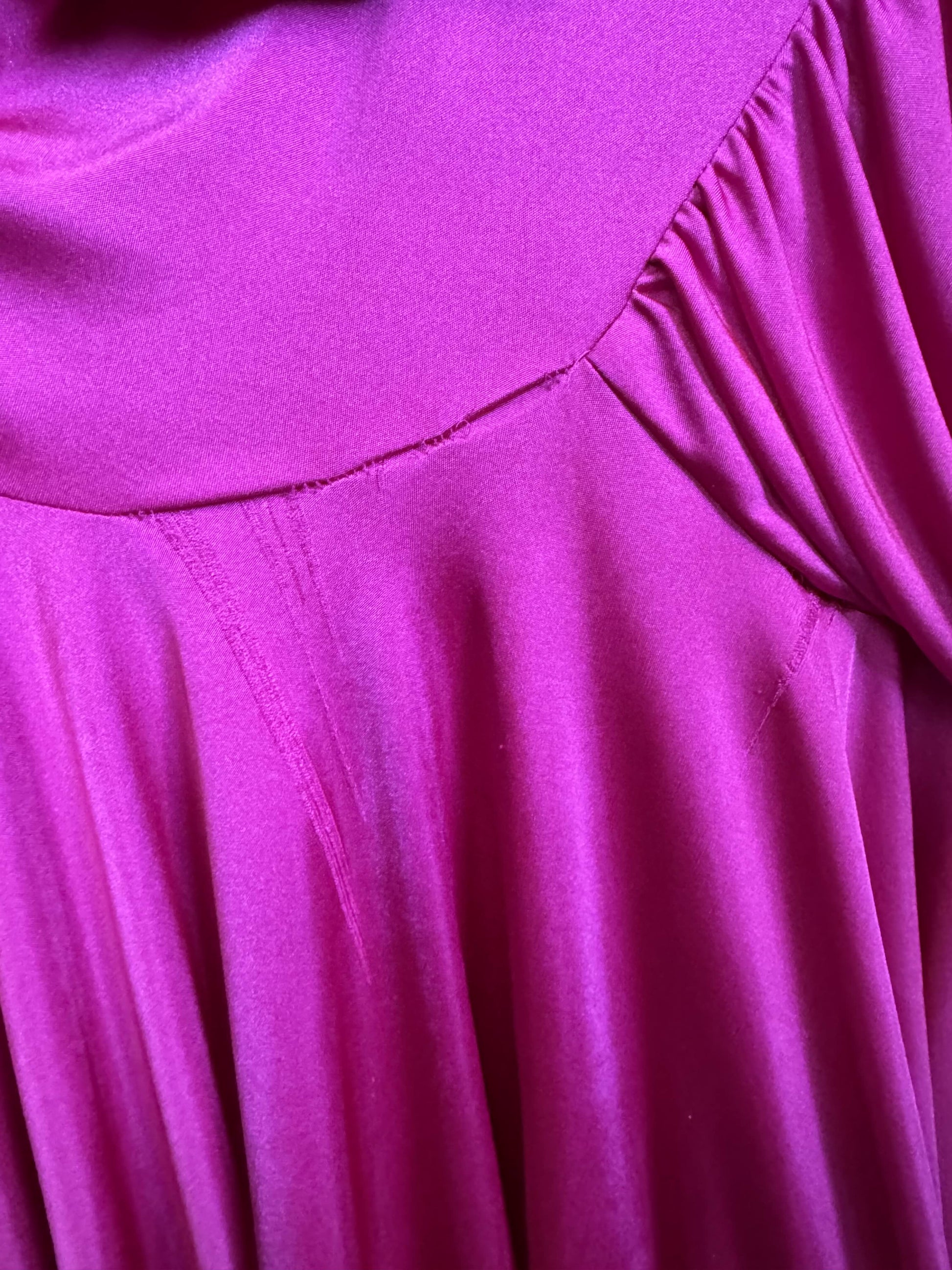 1X David Rose vintage hot pink long sleeve ruched dress with shoulder pads
