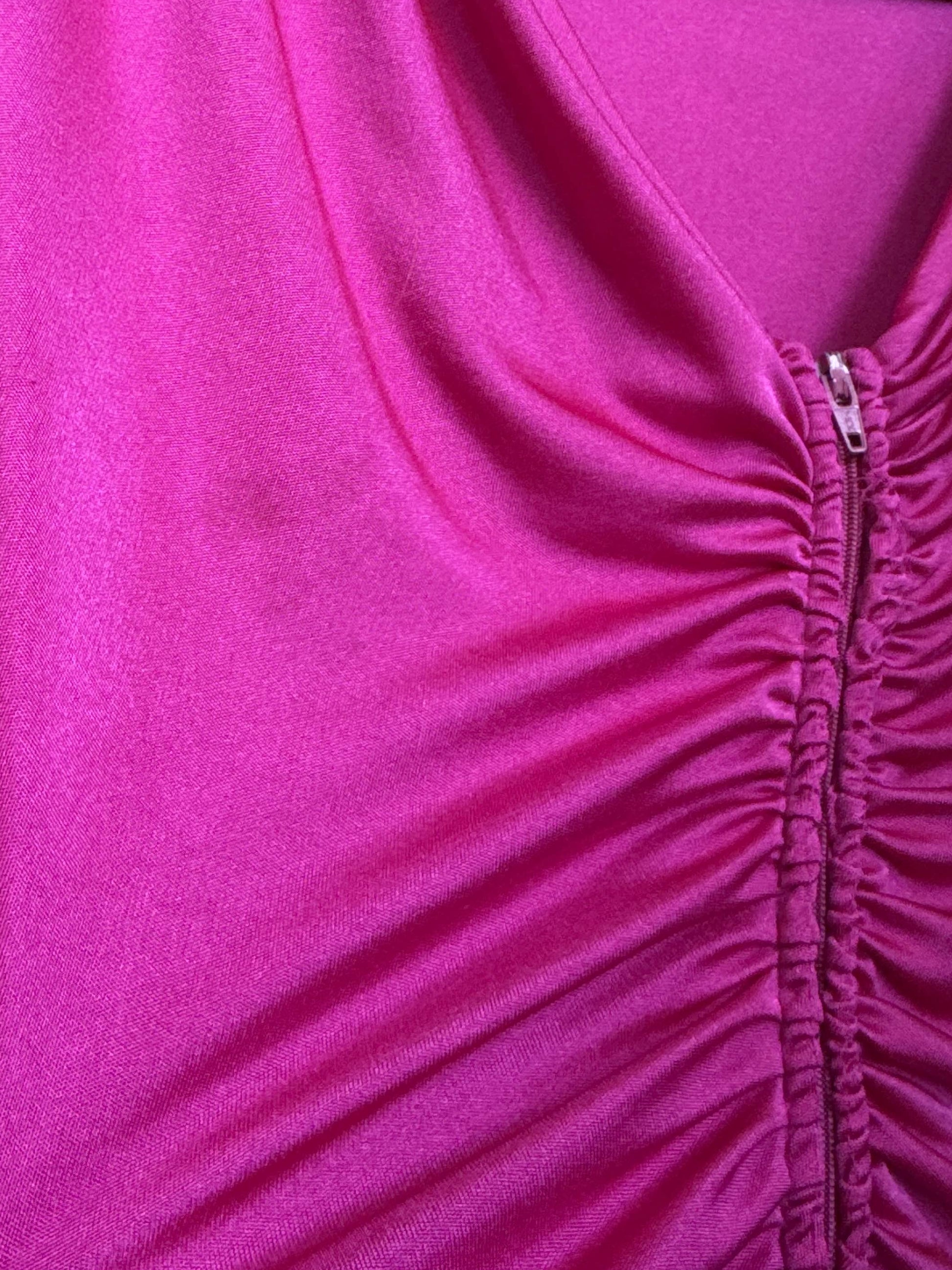 1X David Rose vintage hot pink long sleeve ruched dress with shoulder pads