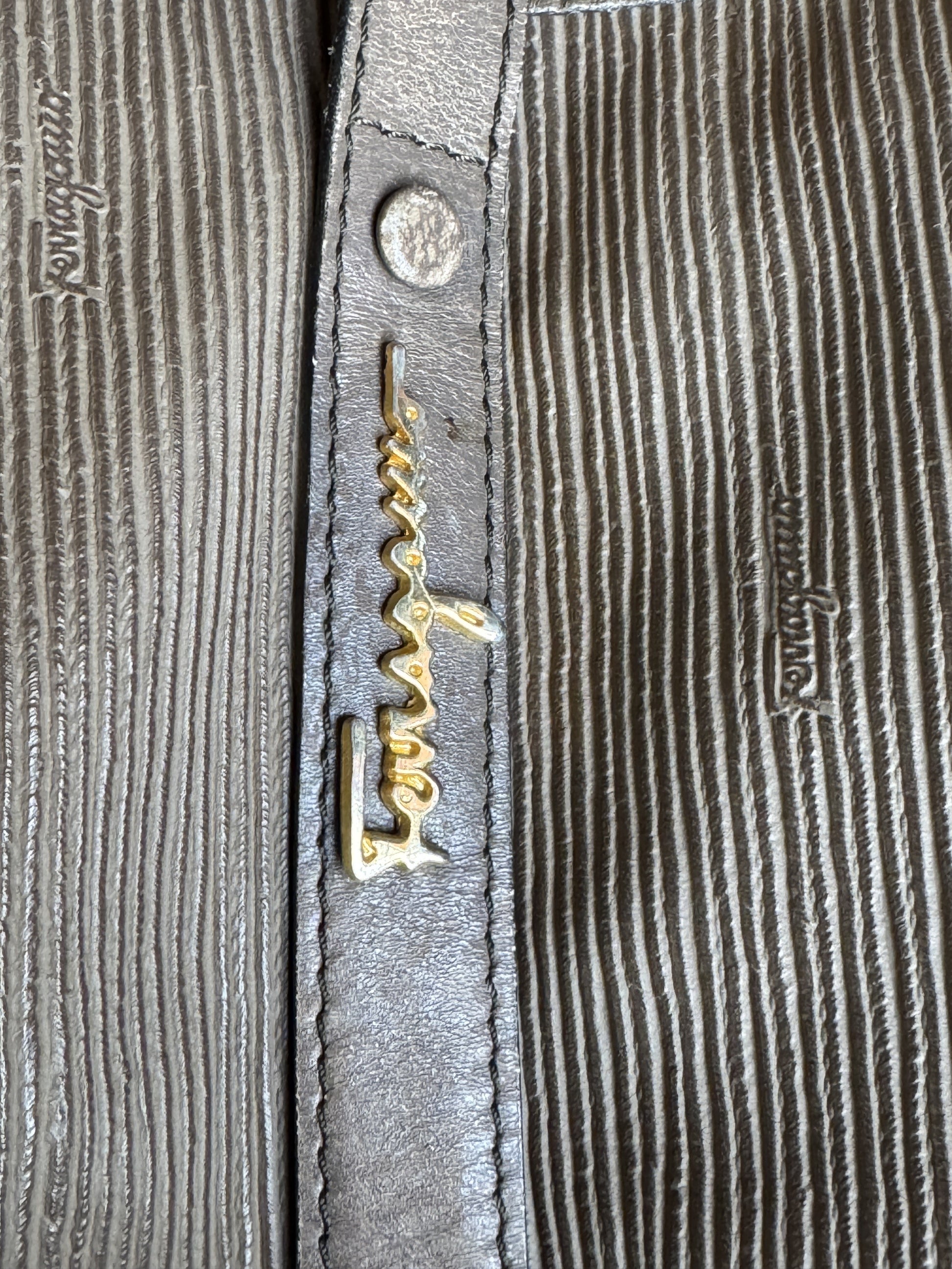 Vintage Salvatore Ferragamo logo embossed leather tote, made in Italy (1998–2003)