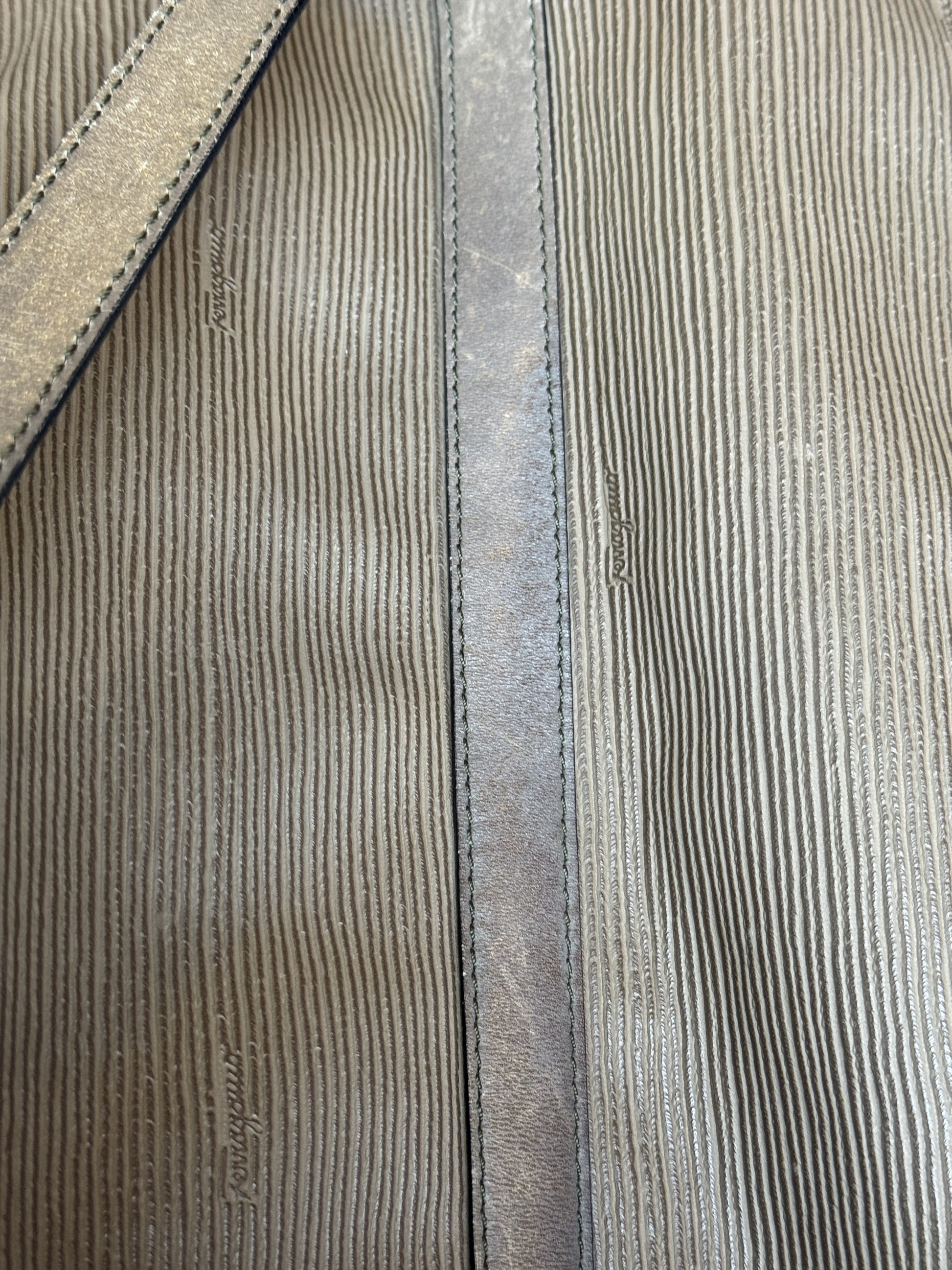 Vintage Salvatore Ferragamo logo embossed leather tote, made in Italy (1998–2003)