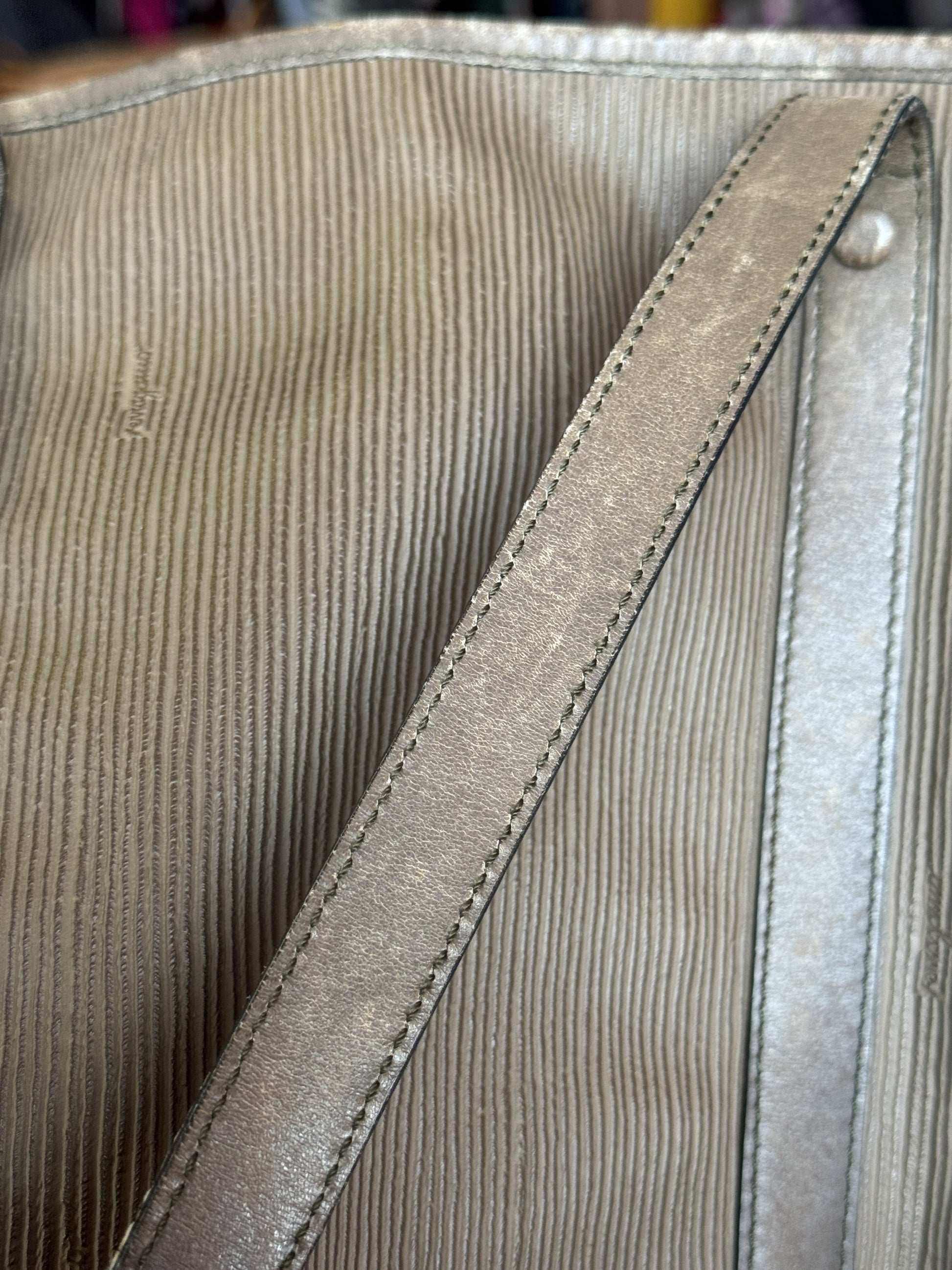 Vintage Salvatore Ferragamo logo embossed leather tote, made in Italy (1998–2003)