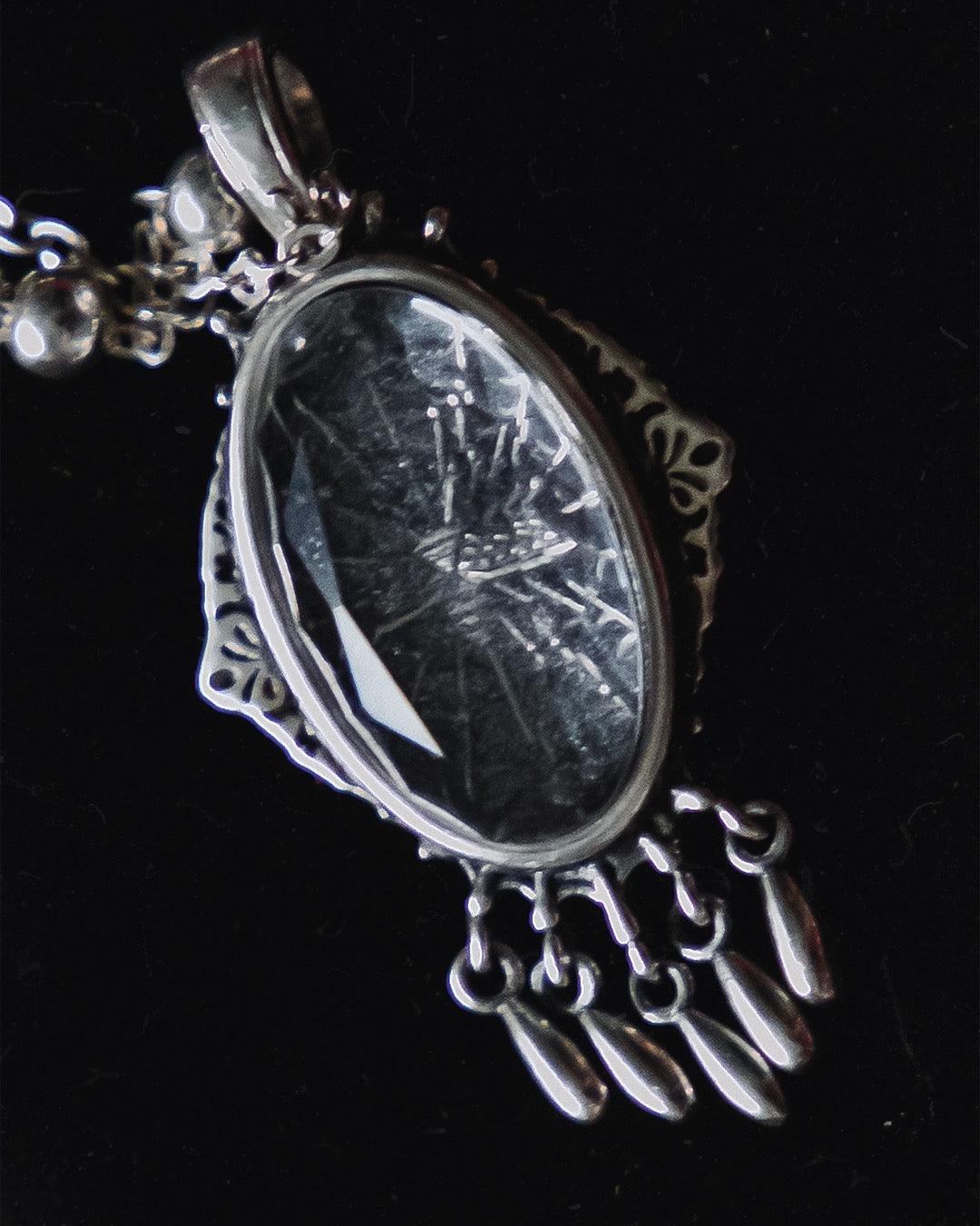 The "Ghost Moth Bride" Glass Casket Necklace