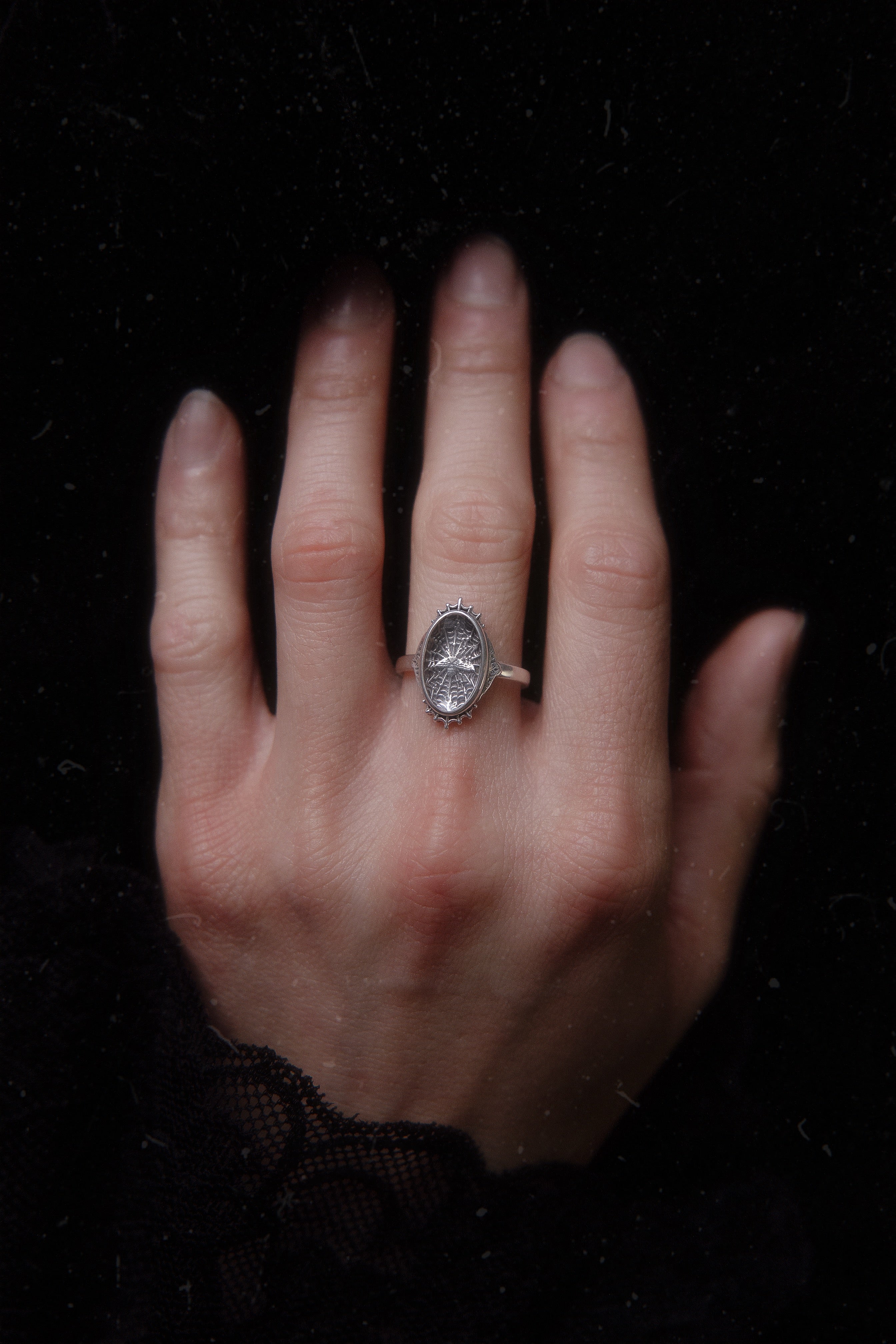 The "Ghost Moth Bride" Glass Casket Ring
