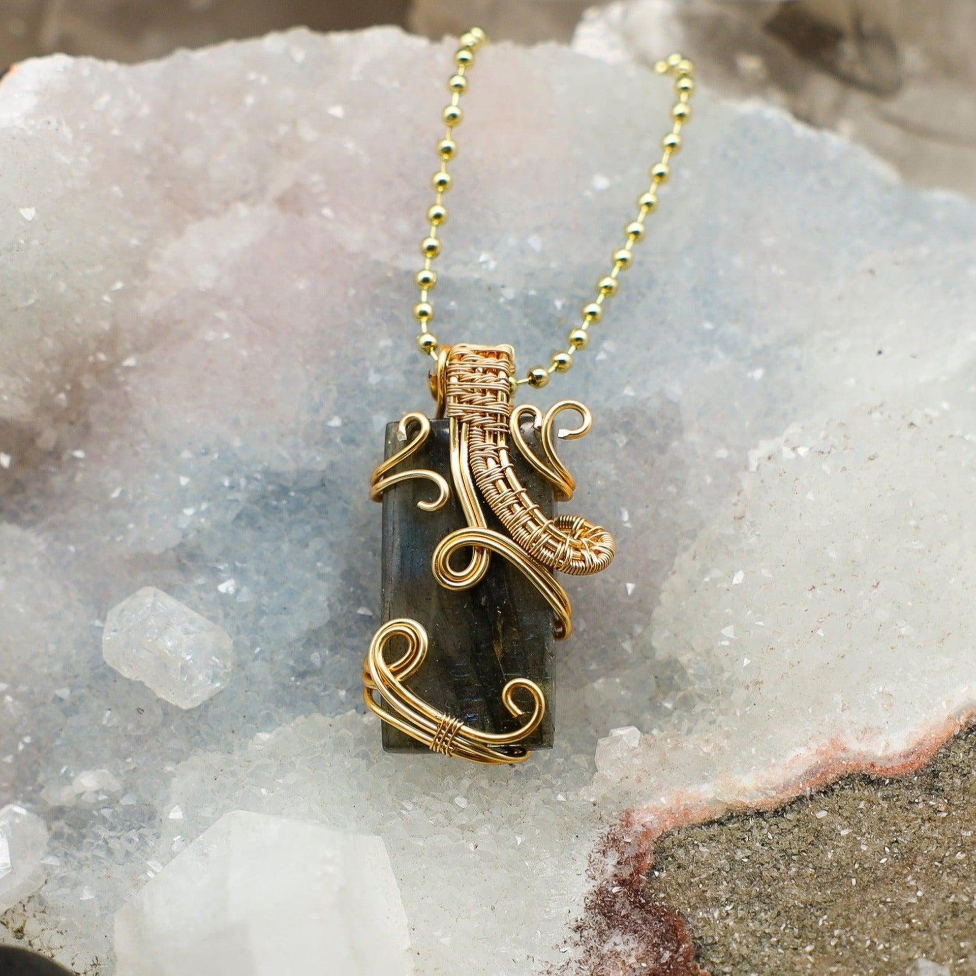 Labradorite Wire Wrap Crystal Pendant