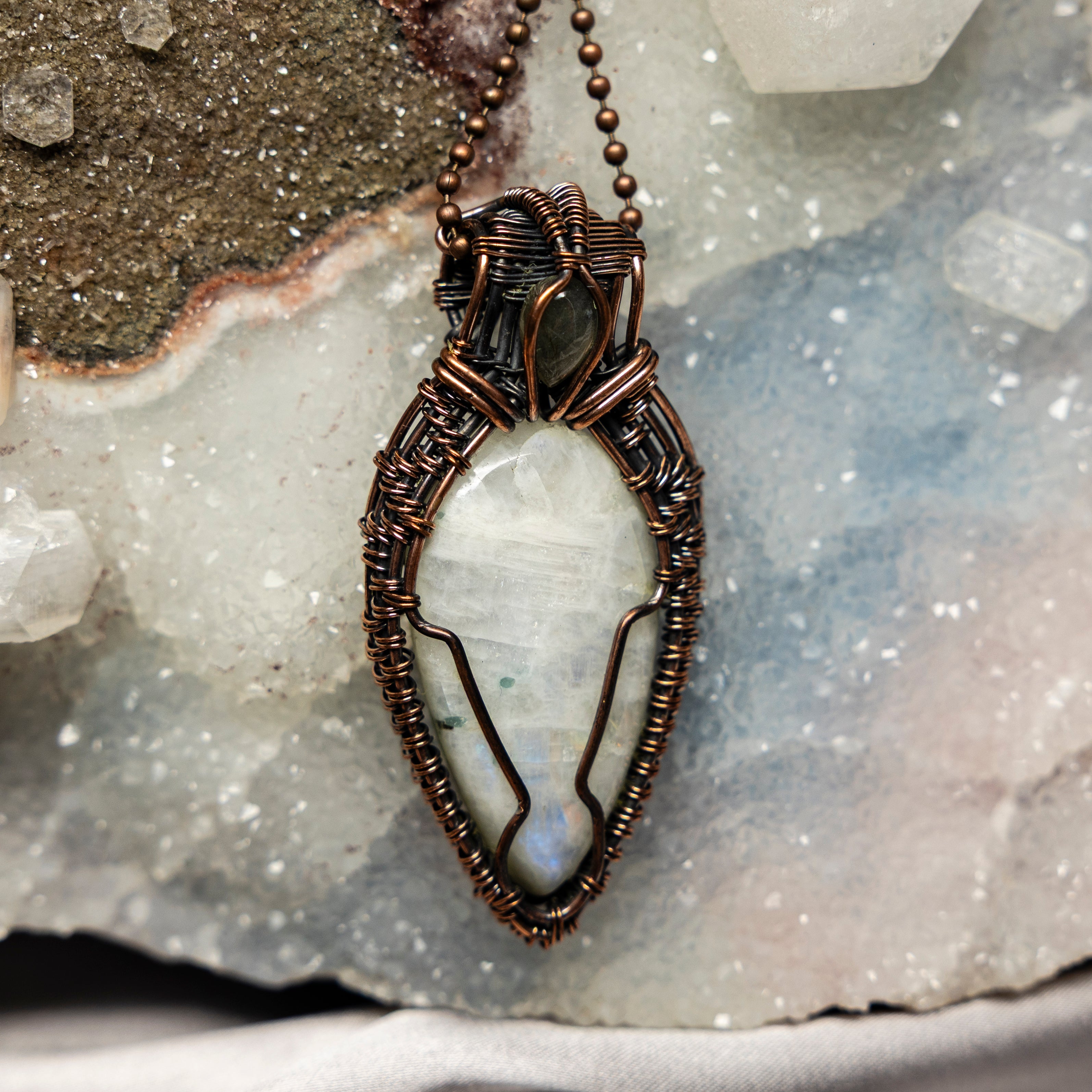 Moonstone Wire Wrap Crystal Pendant