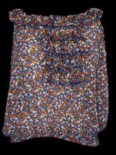 Load image into Gallery viewer, L Blue, orange, &amp; green sheer sleeveless top w/ ruffle details, &amp; ruched waist
