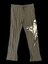 Load image into Gallery viewer, M Heathered grey pants w/ elastic waist, waist ties, pockets, &amp; storm trooper graphic

