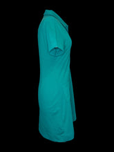 Load image into Gallery viewer, M Green 3/4 button down short sleeved polo style dress w/ faux cuffed sleeves, &amp; pockets
