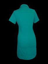 Load image into Gallery viewer, M Green 3/4 button down short sleeved polo style dress w/ faux cuffed sleeves, &amp; pockets
