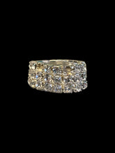 Load image into Gallery viewer, 5.5 Silver like three row elastic ring w/ white stones
