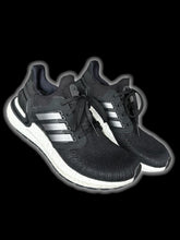 Load image into Gallery viewer, 6.5W/4.5M Black Adidas Ultraboost 20 sneakers w/ white sole, &amp; metalic stripe logo
