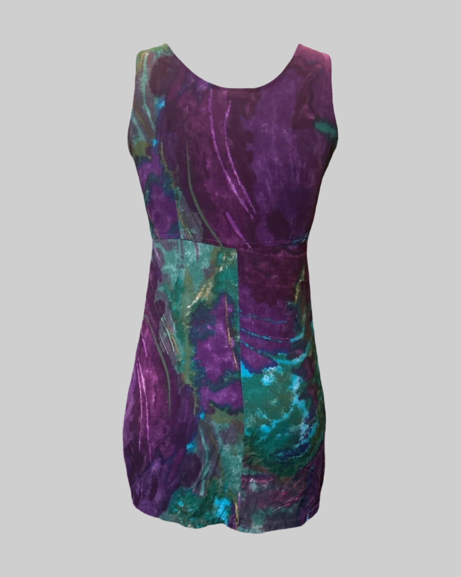 S vintage purple, blue, green sleeveless short dress