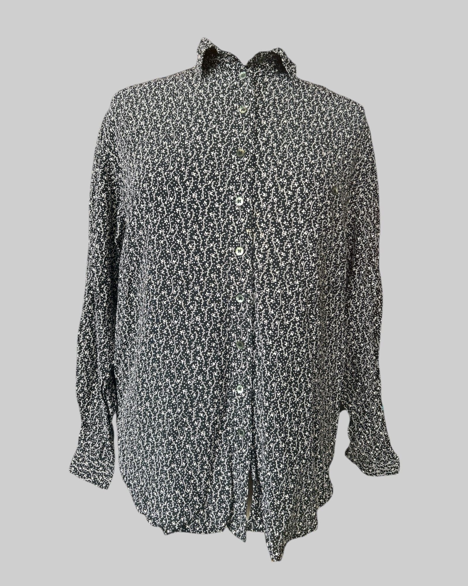 M vintage moon pattern button up with chest pocket