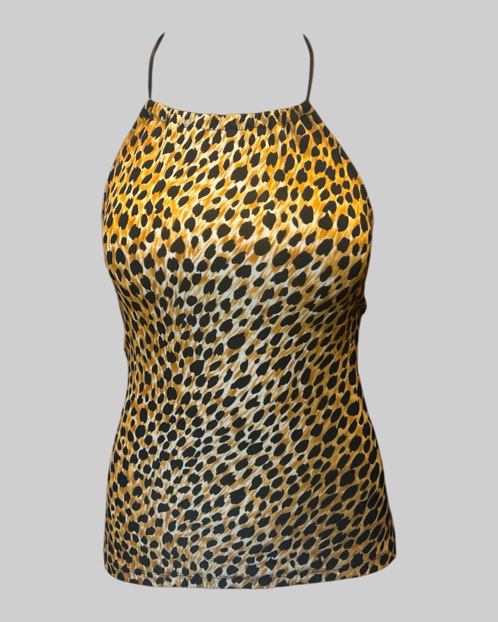 L vintage cheetah print halter top