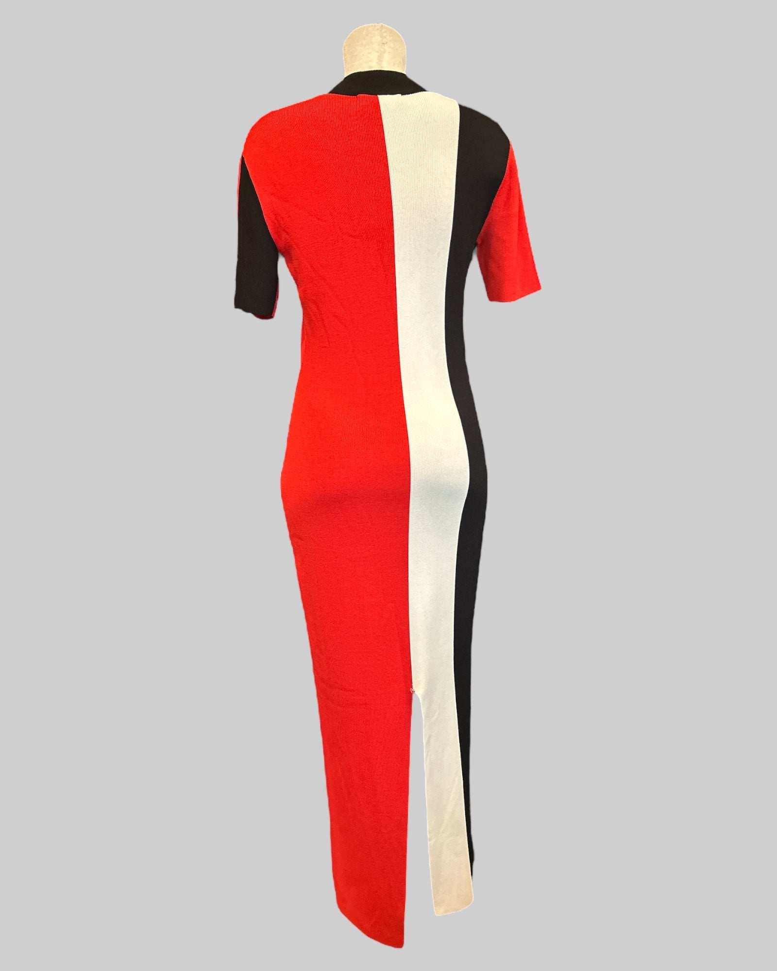 L Solace London designer red, white, and black color block maxi dress