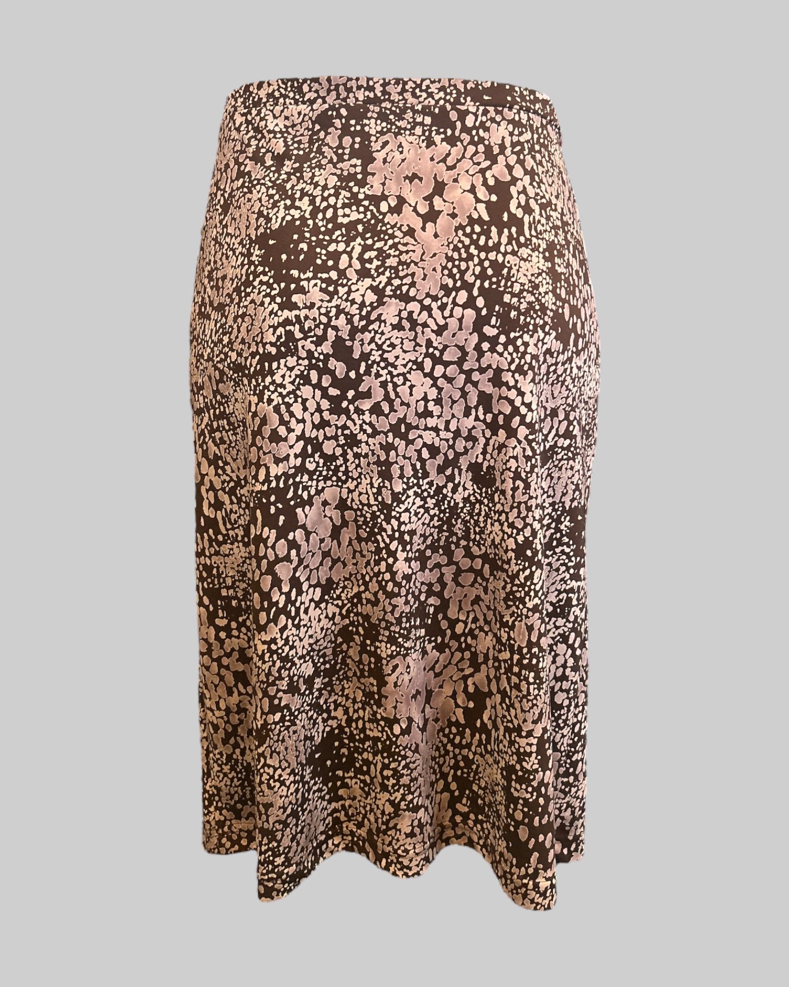 L vintage flowy brown and pink midi skirt