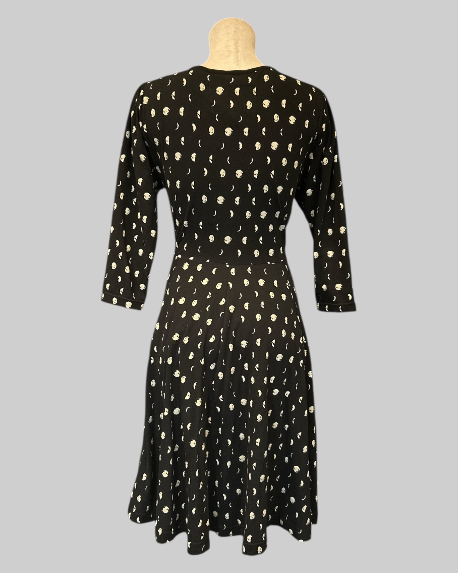 XL effie’s heart black moon phase midi dress with faux buttons and pockets