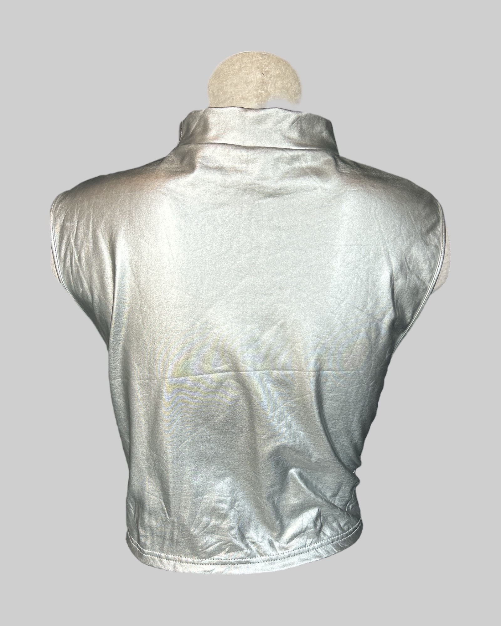 XL metallic twist bottom crop top with mock neck