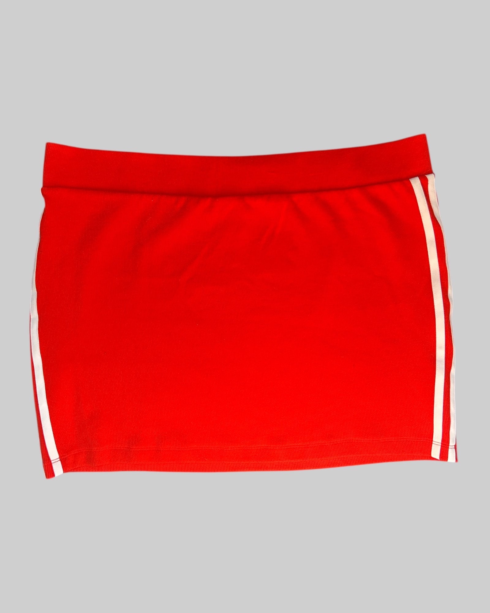 OX adidas red short skirt with white stripes