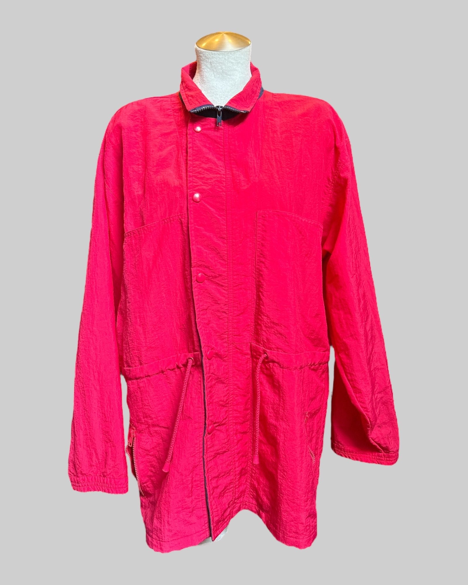 OX vintage pink windbreaker with snap buttons and zipper