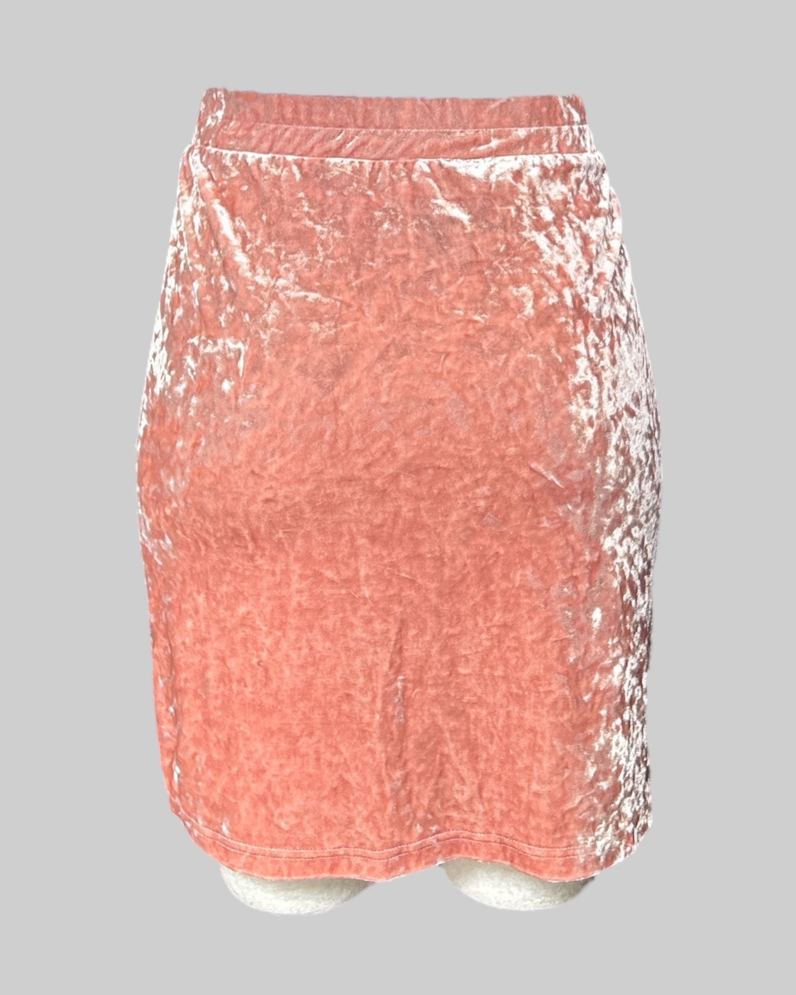 OX very stretchy pink crushed velvet short skirt,