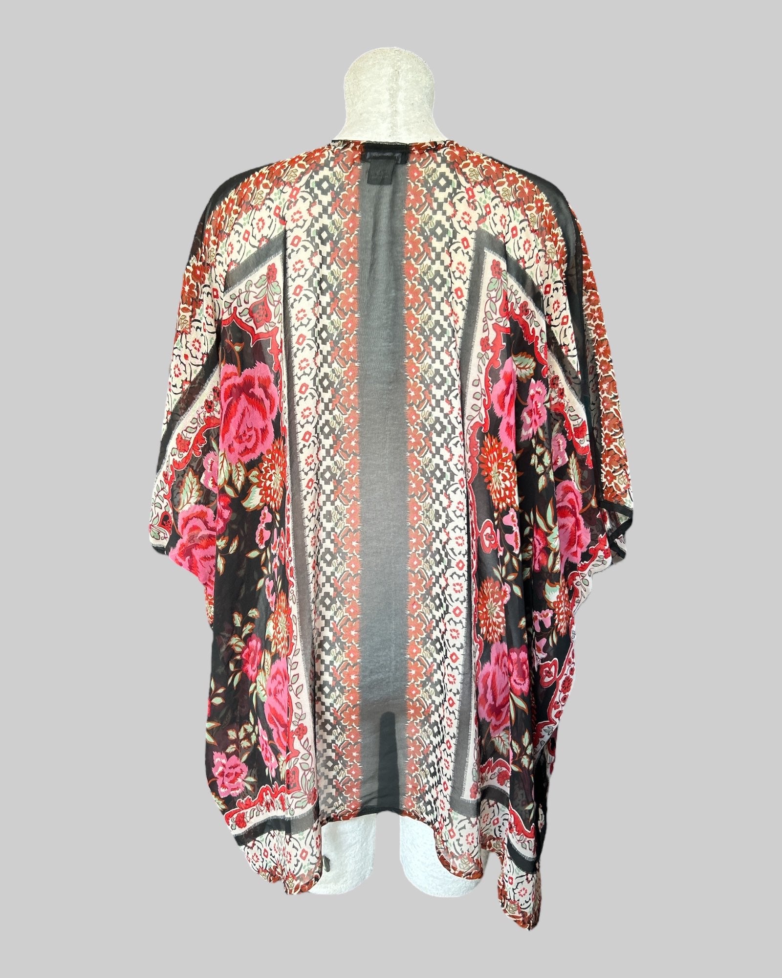 1x sheer light weight cardigan with maximalist print