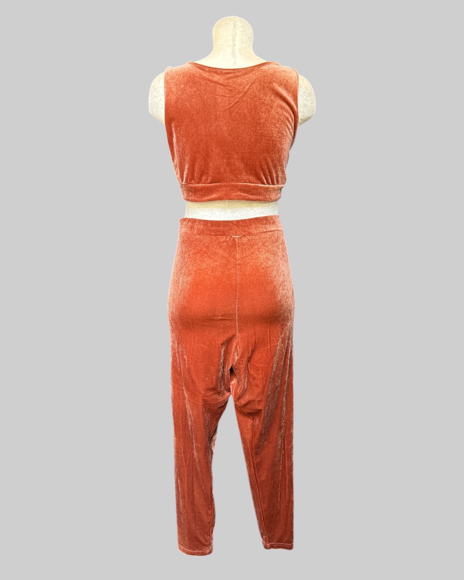 2x orange velvet two piece set