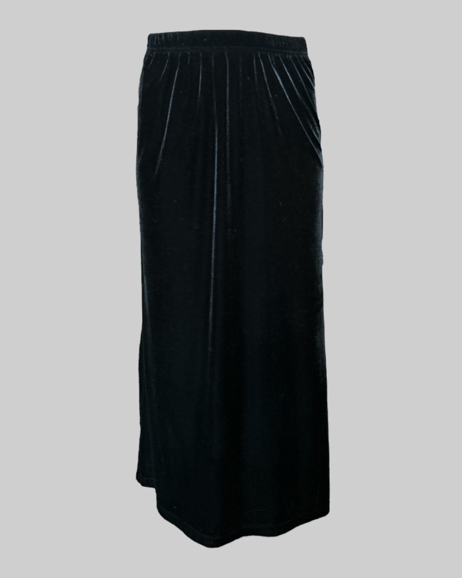 2x stretchy black velvet maxi skirt