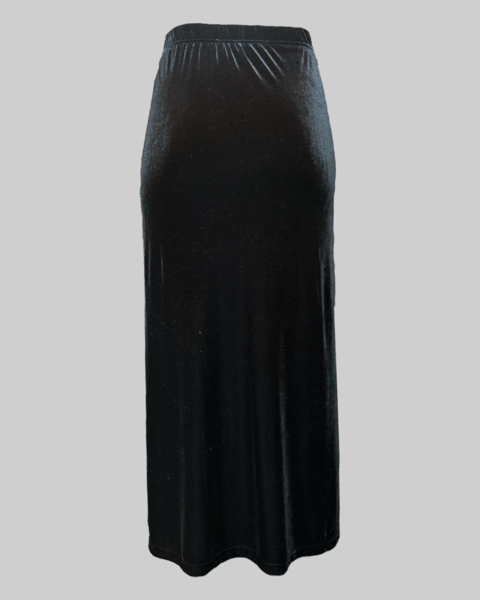 2x stretchy black velvet maxi skirt