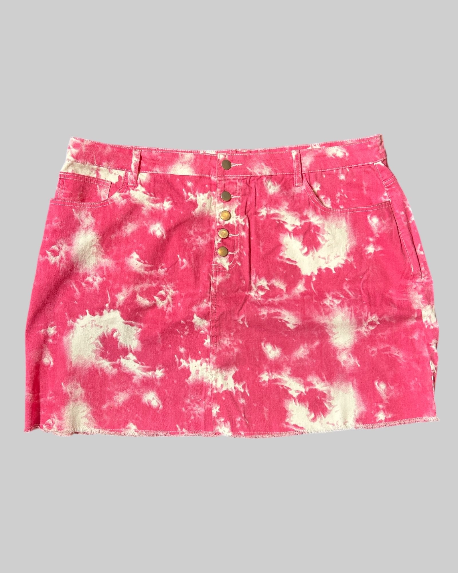 3x pink and white tie dye short skirt