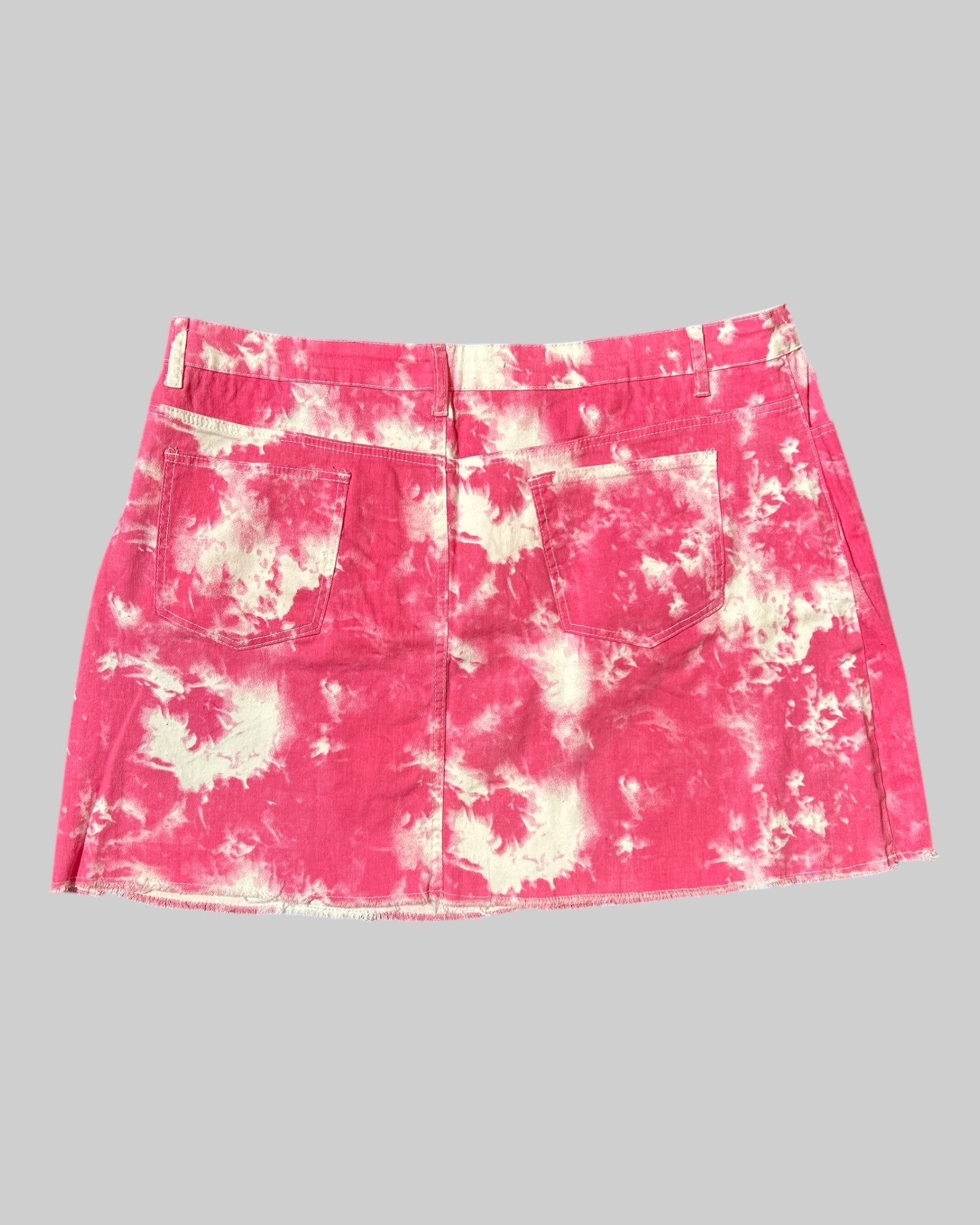 3x pink and white tie dye short skirt