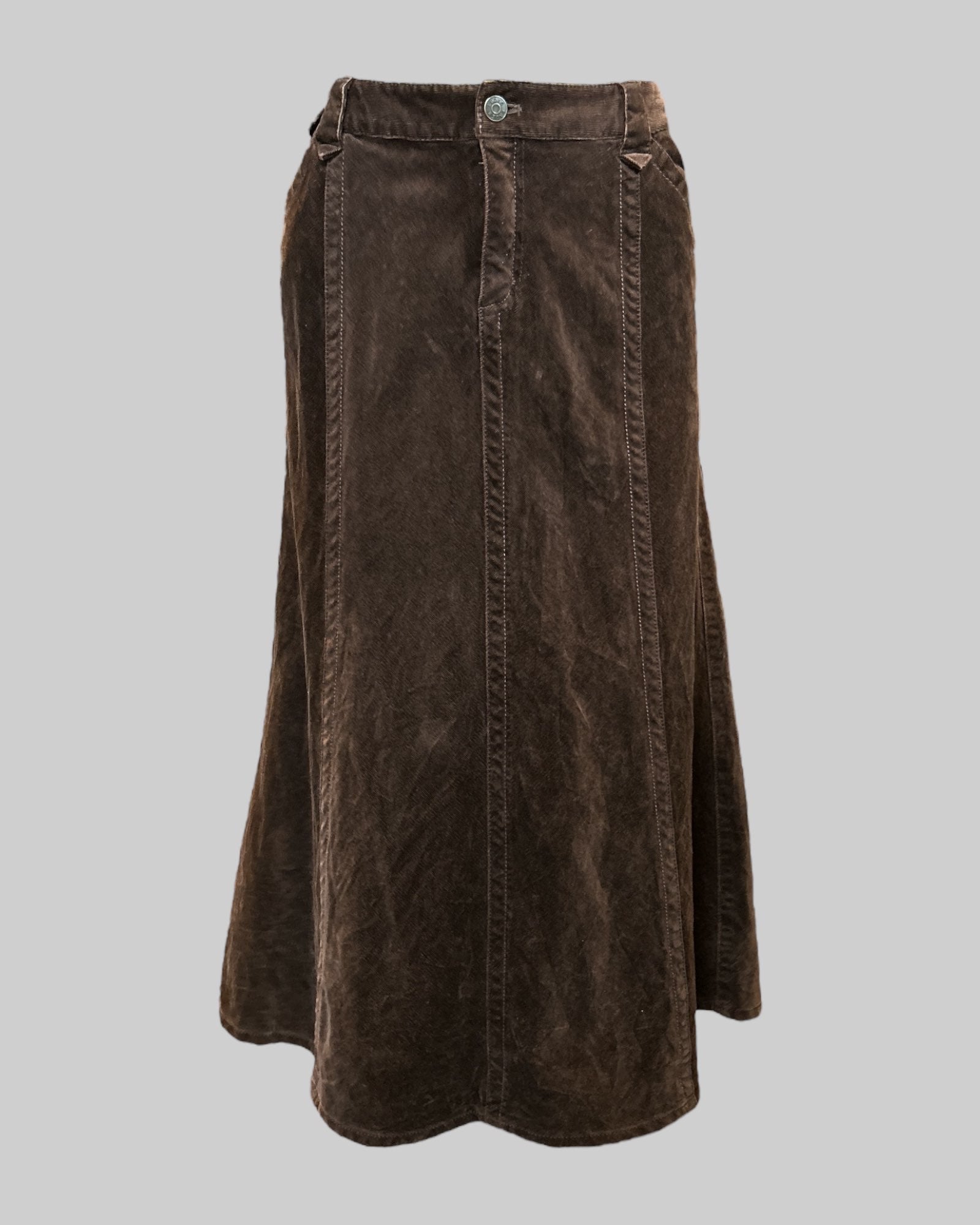L brown corduroy maxi skirt