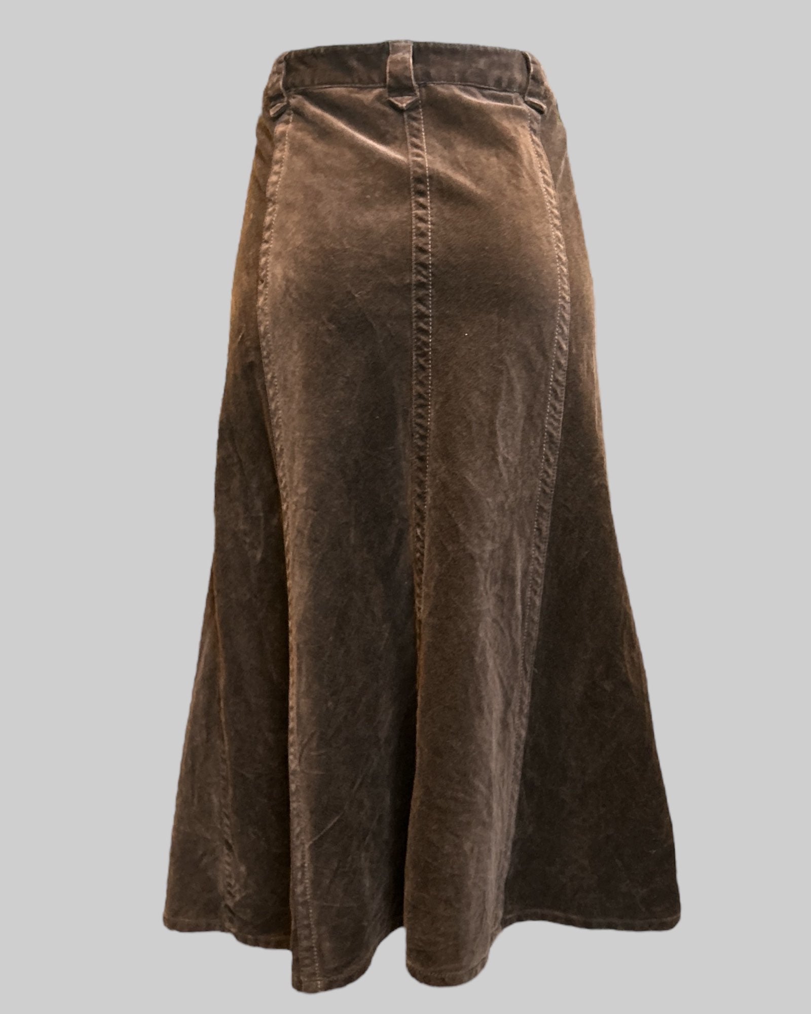 L brown corduroy maxi skirt