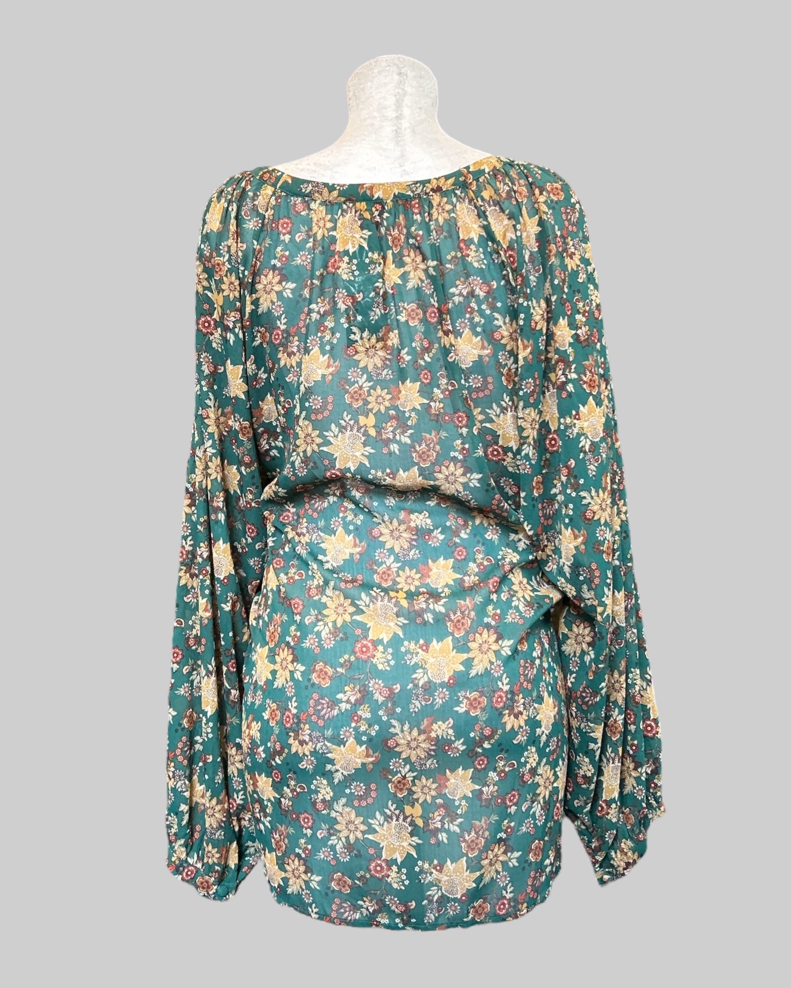 4X NWT sheer flowy green top with florals
