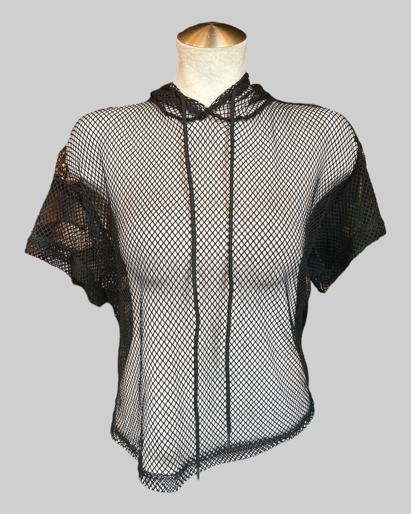 4X NWT black mesh short sleeve hoodie