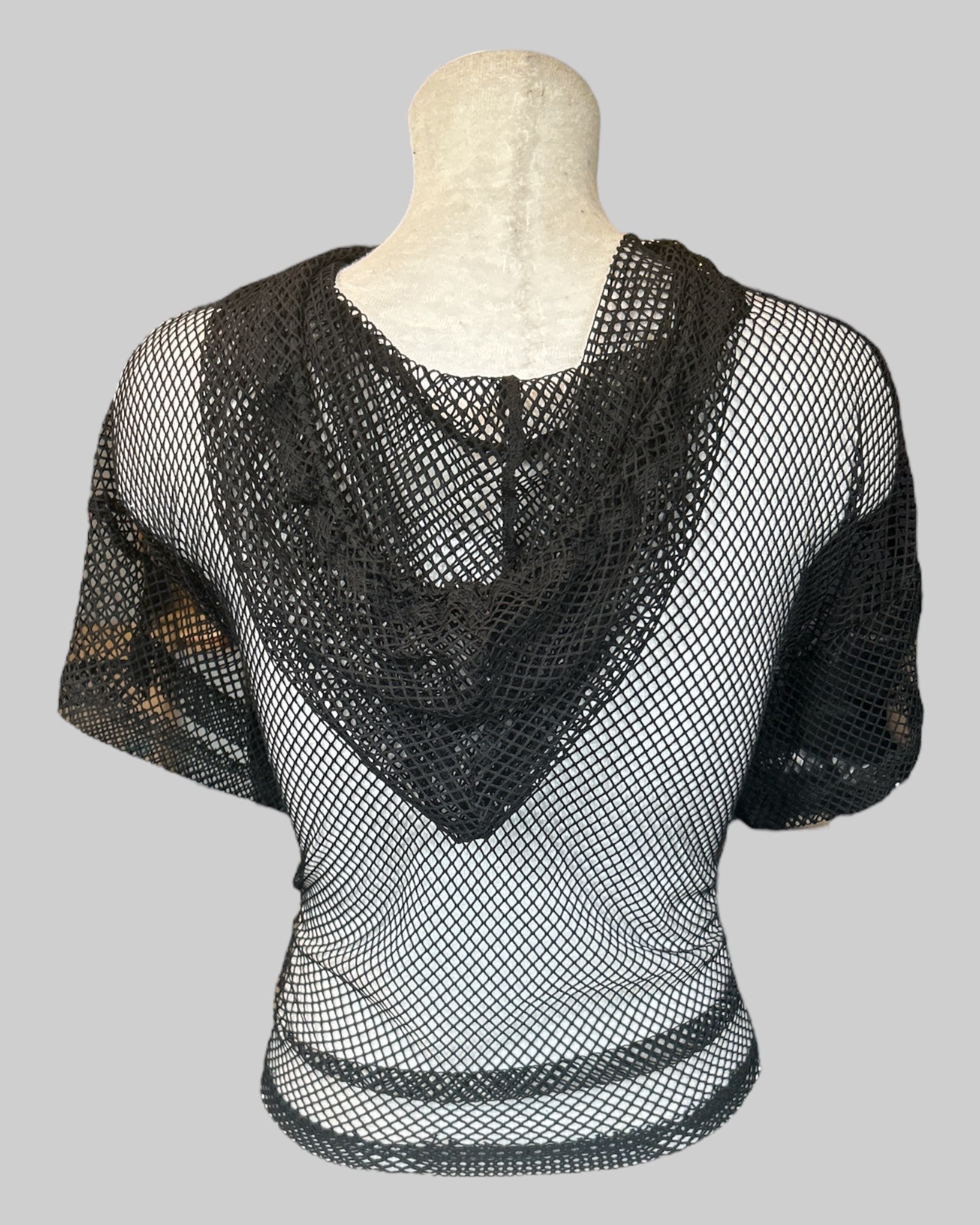 4X NWT black mesh short sleeve hoodie