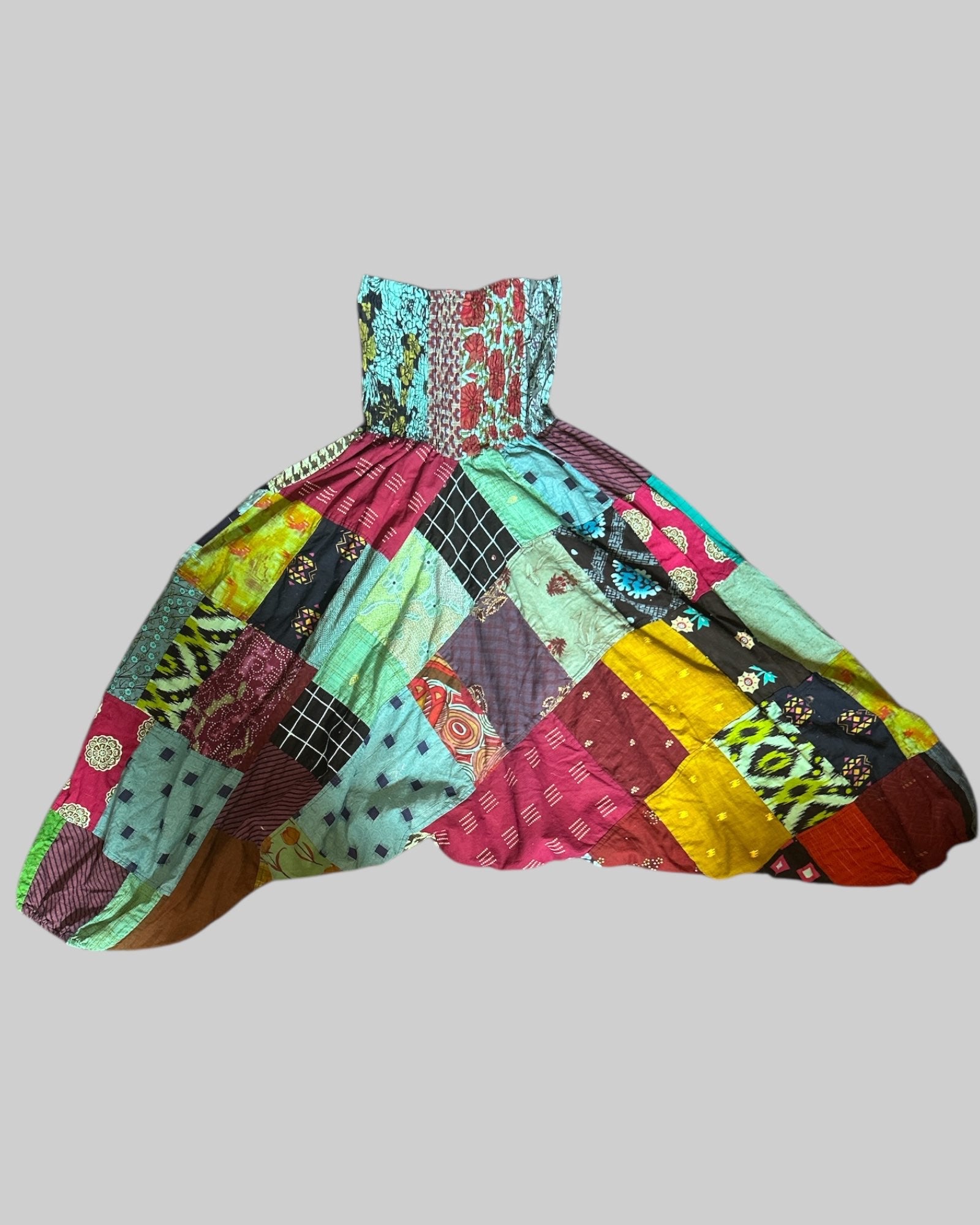 L stretchy multi pattern patchwork harem pants