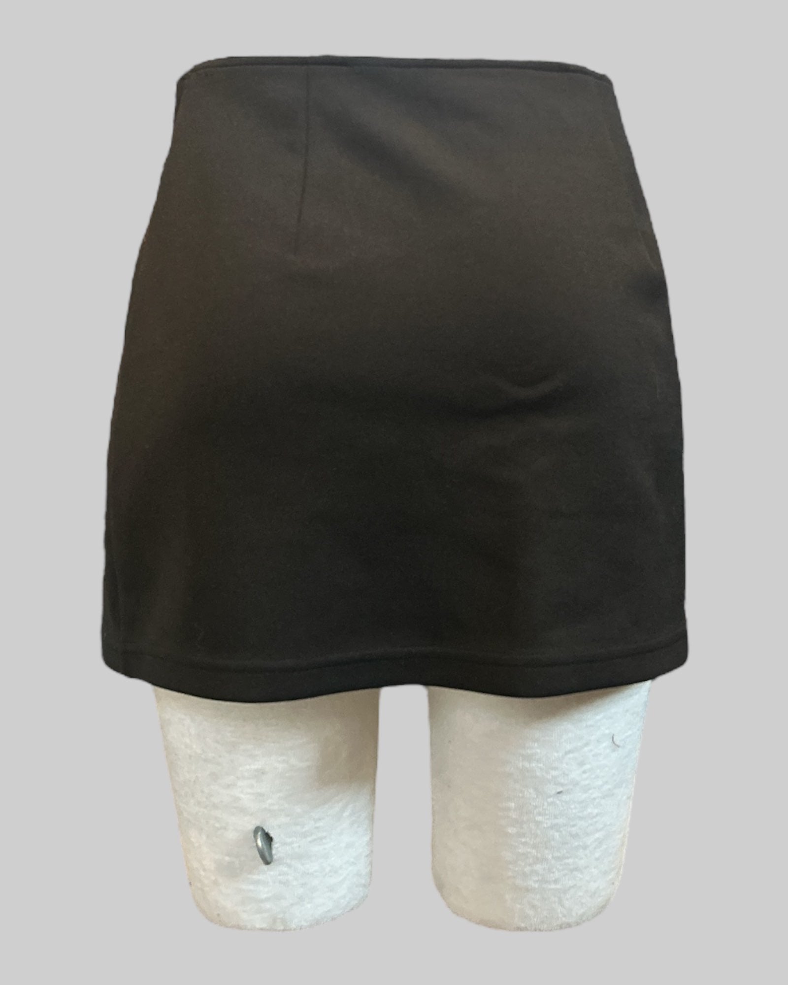 S Vintage mini black stretchy velcro wrap skirt