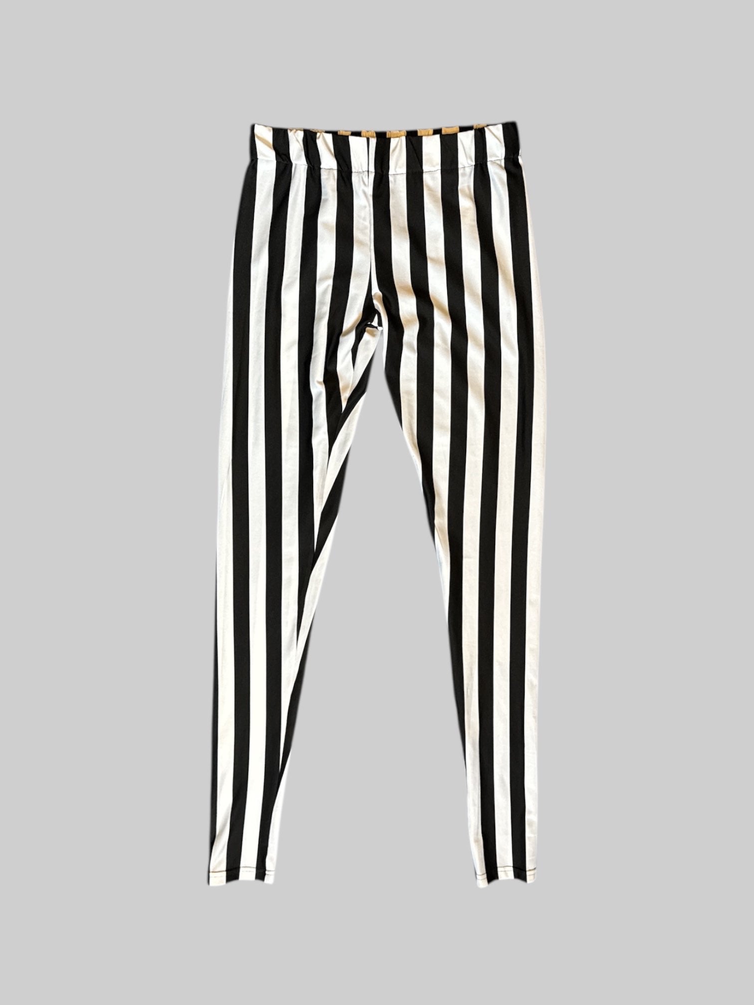 S Black and white striped stretchy pants