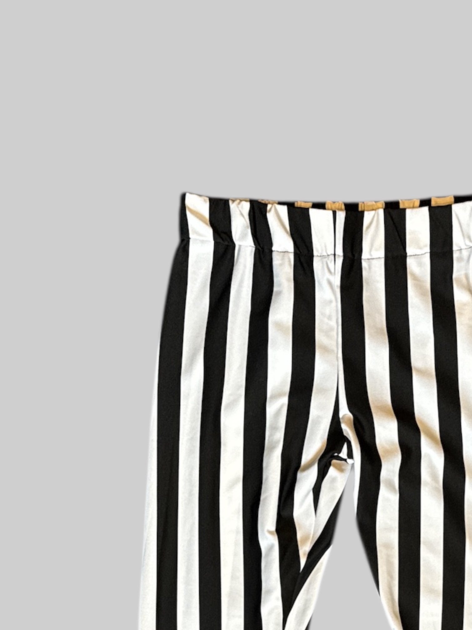 S Black and white striped stretchy pants