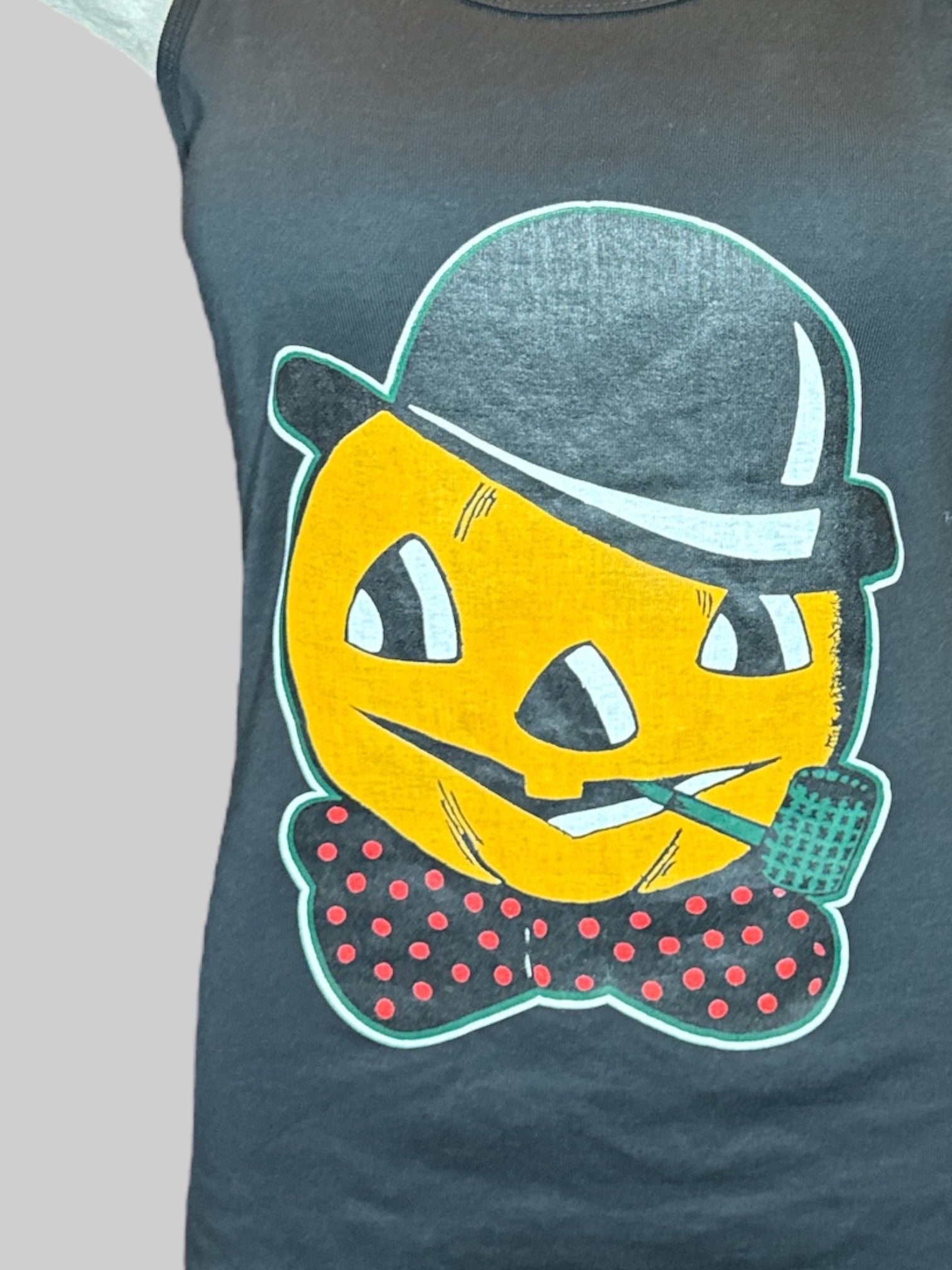 M Black tank top with orange pumpkin print