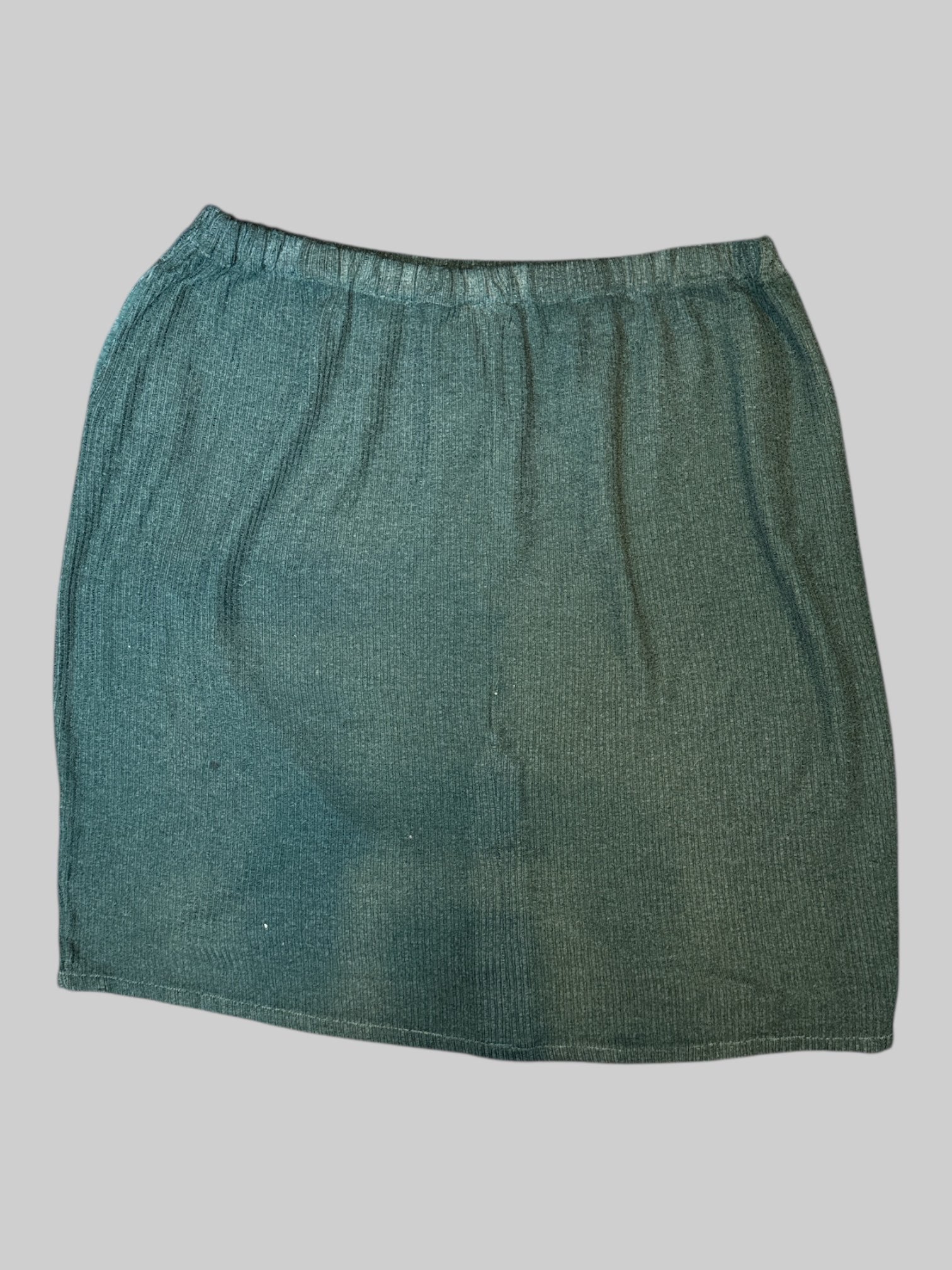 3X Vintage green stretchy short ribbed skirt with pockets