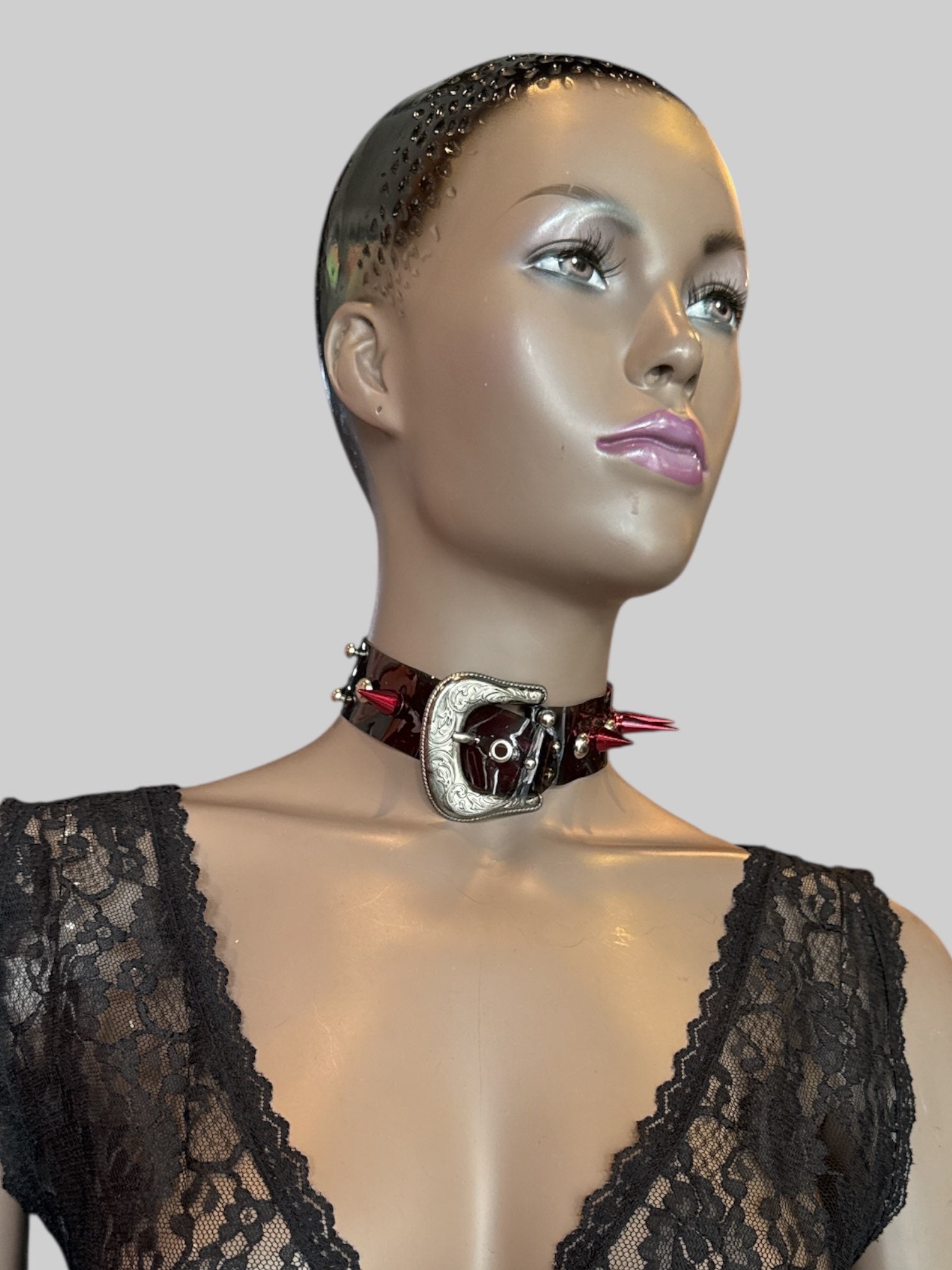 Raspberrymazohyst designer handmade red buckle choker