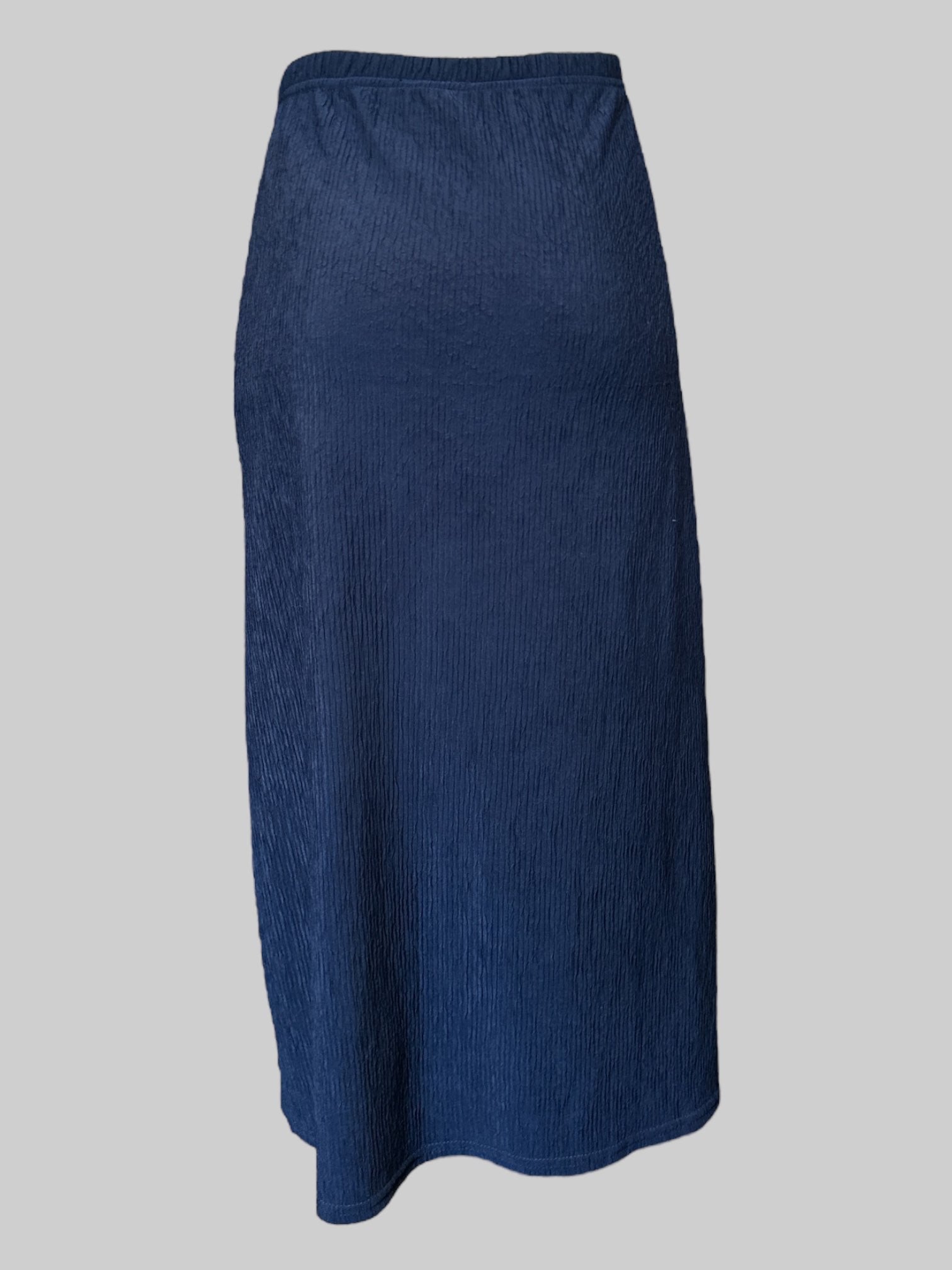 2X vintage navy blue ribbed maxi skirt with leg slit
