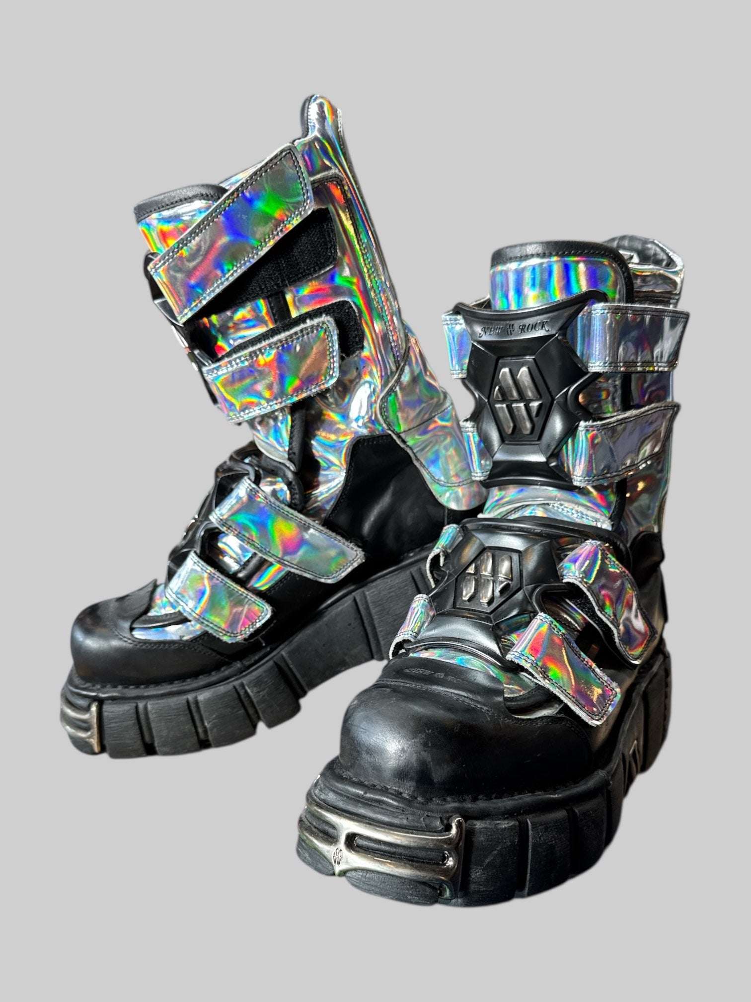 Size 10 rare holographic New Rock platform boots