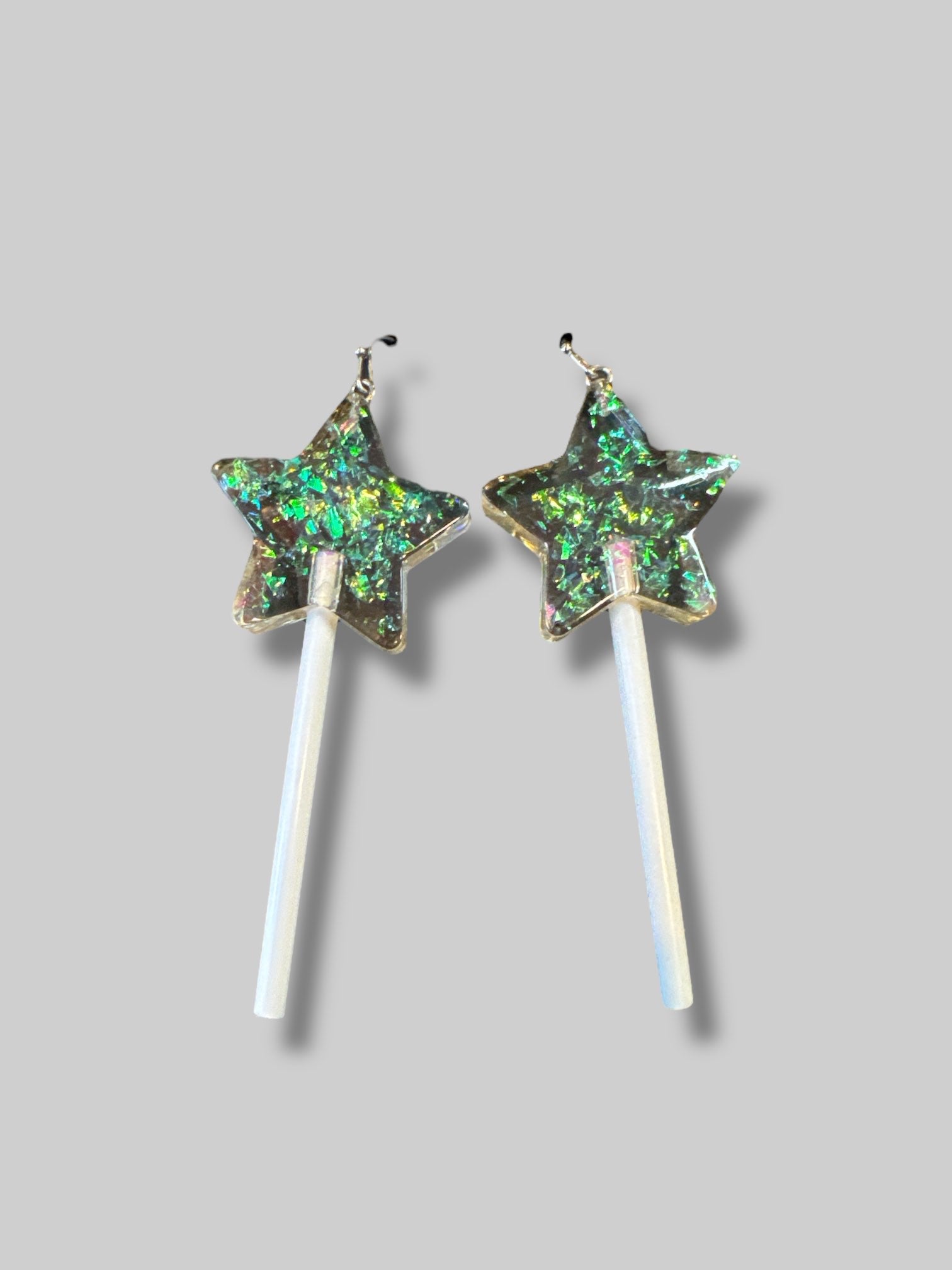 Holographic star lollipop earrings