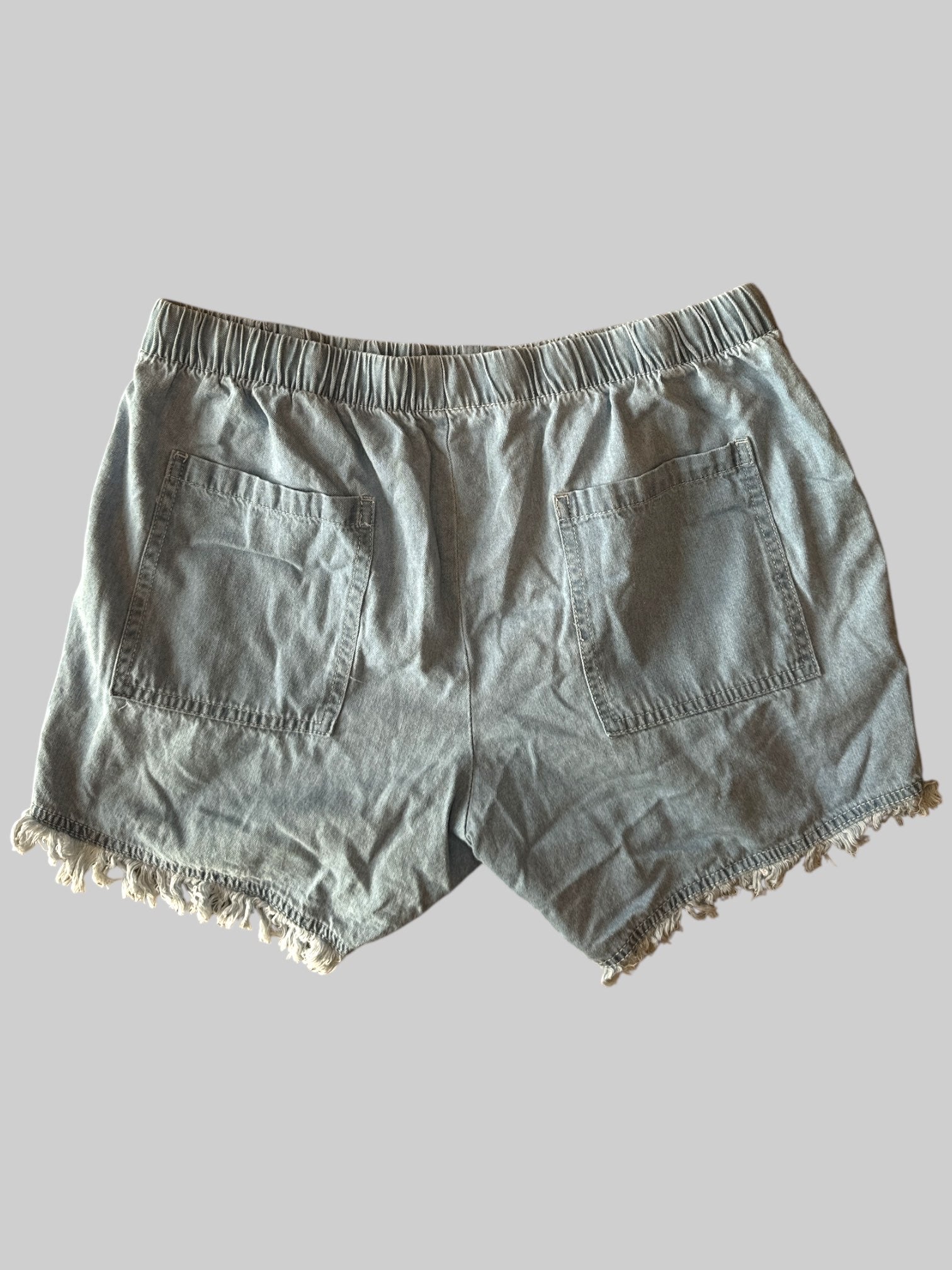0x light wash shorts with elastic waistband and tie